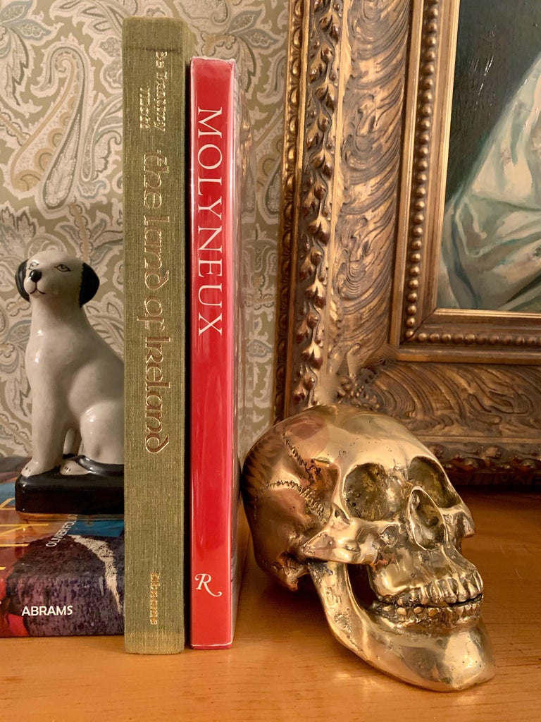 Brass Skull Sculpture Bookend For Sale at 1stDibs