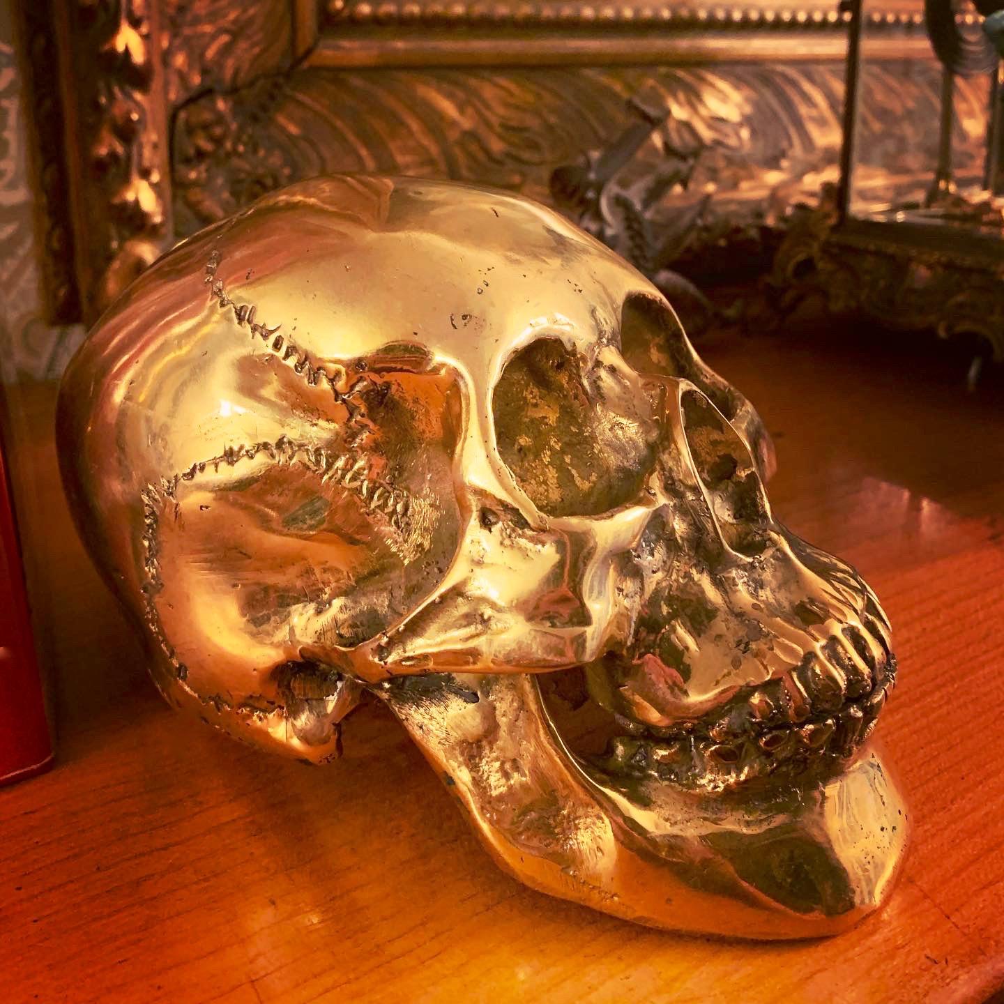Brass Skull Sculpture Bookend 4