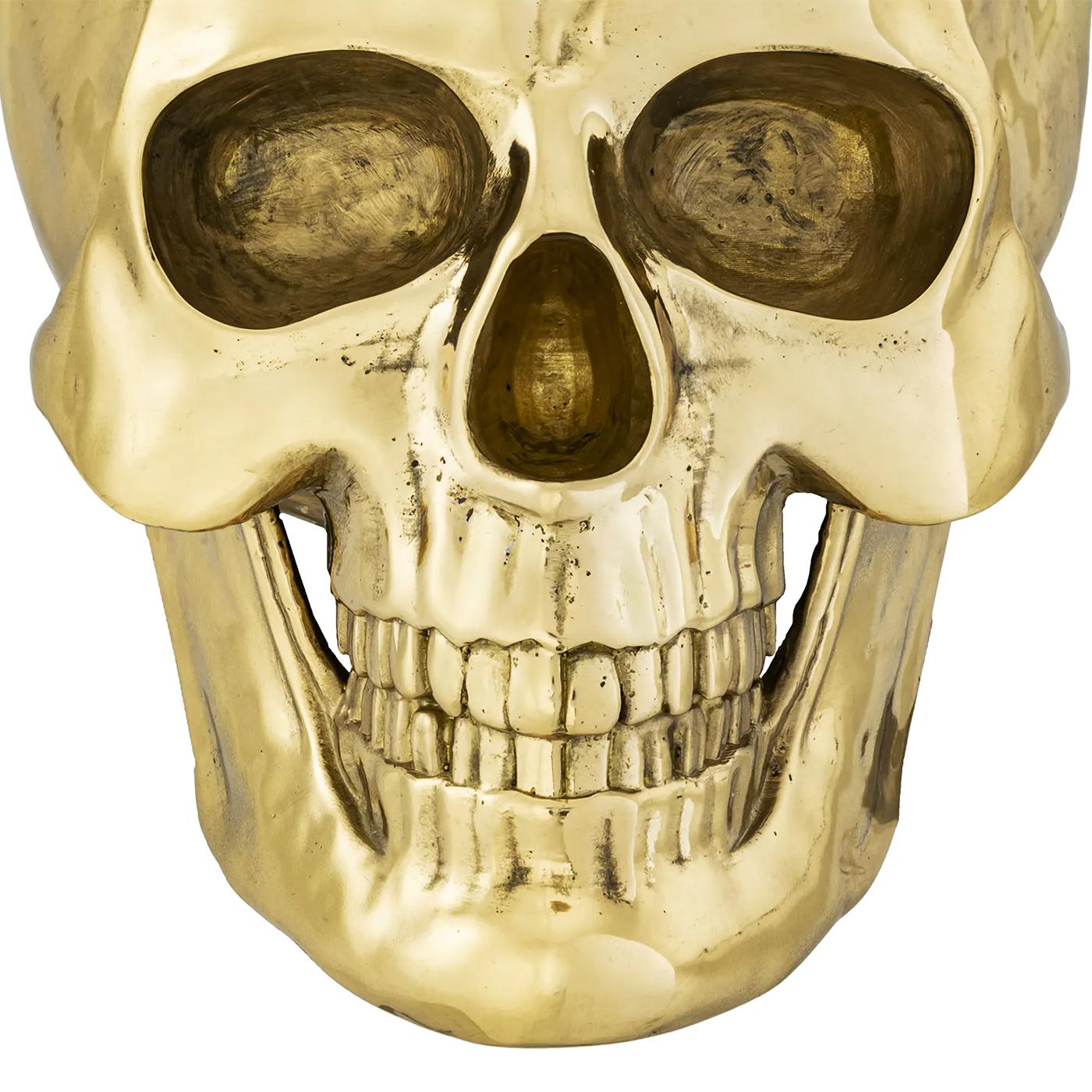 Contemporary Brass Skull Sculpture For Sale