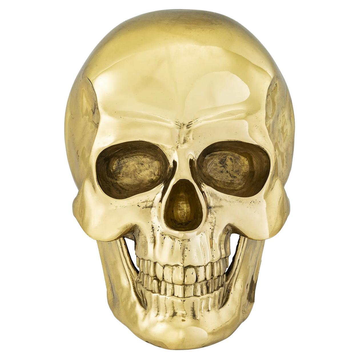 Brass Skull Sculpture For Sale