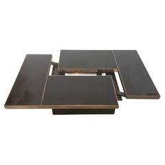 Brass Sliding Coffee Table from "Maison Jansen", France, 1980s