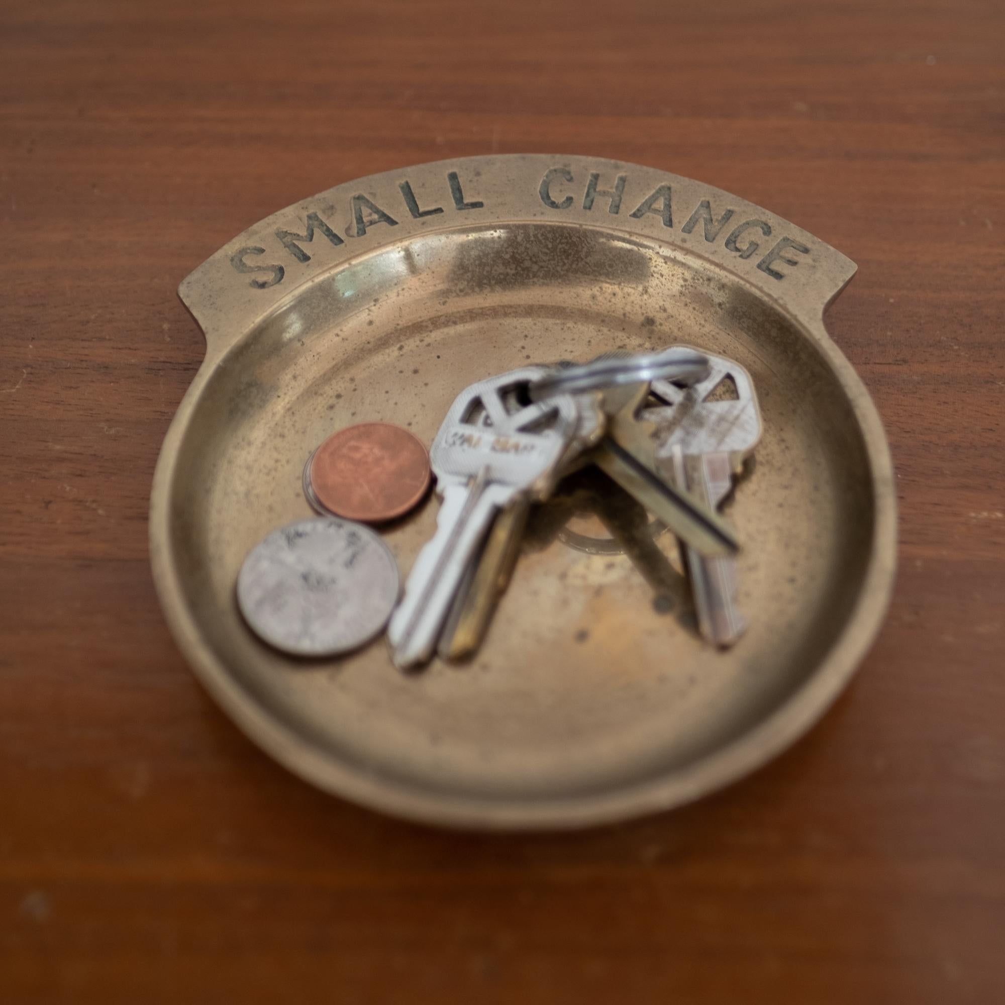 Solid brass small change catch all, 1970s.