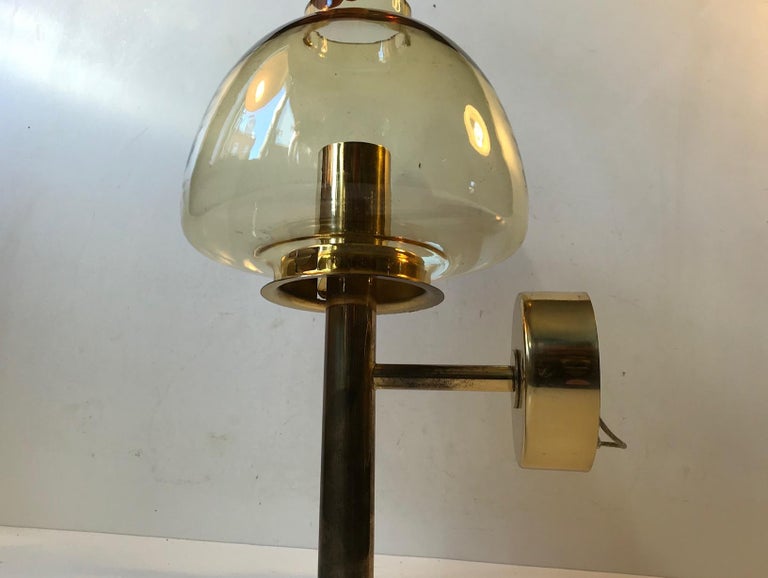 - Mushroom shaped glass shaded sconce designed by Hans Agne Jakobsson and manufactured by Markaryd AB in Sweden during the 1960s
- The model is called V 169/1
- Maker/design label still present to the backside of the mount.