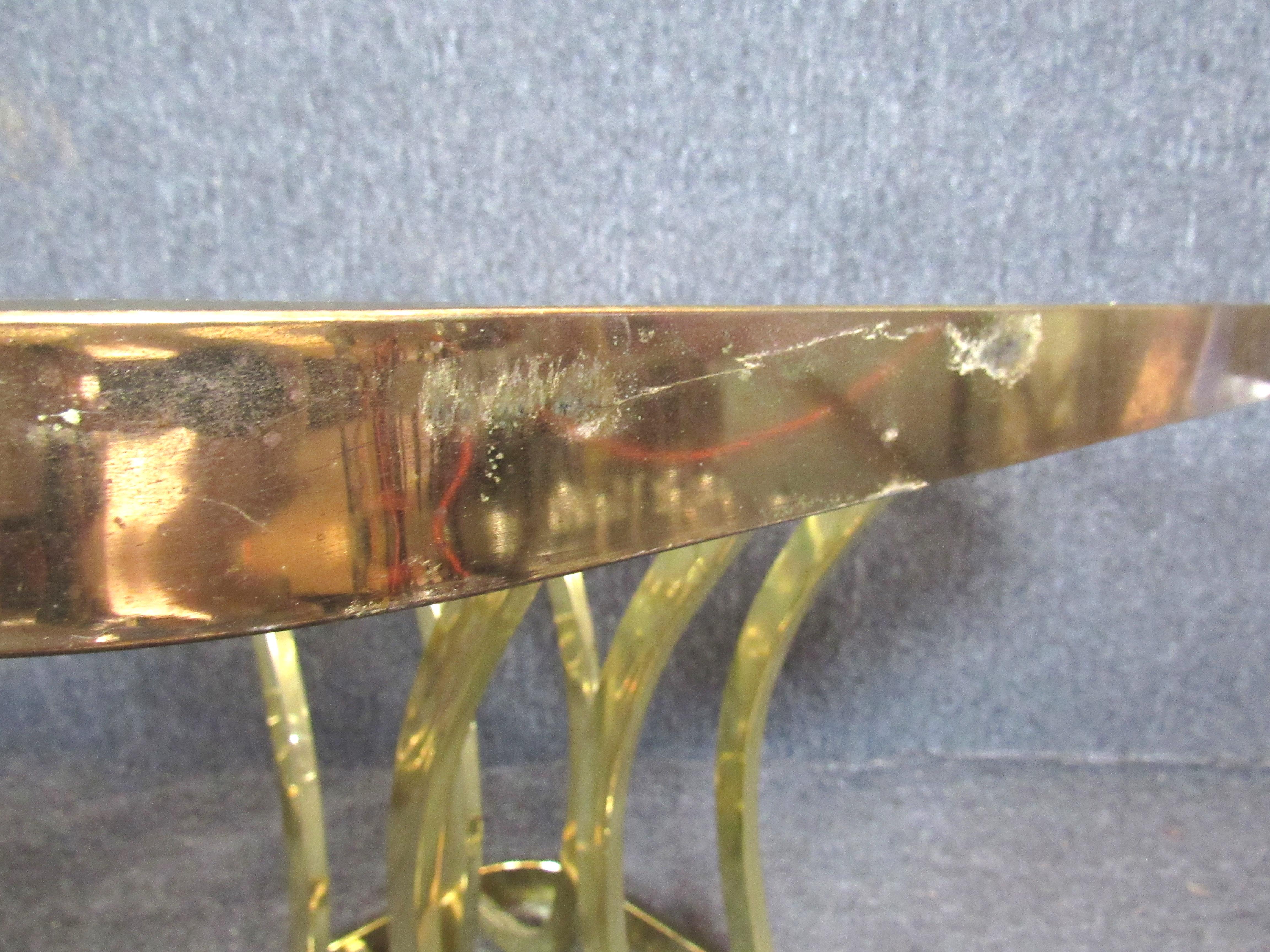 20th Century Brass Smoked Glass Side Tables For Sale