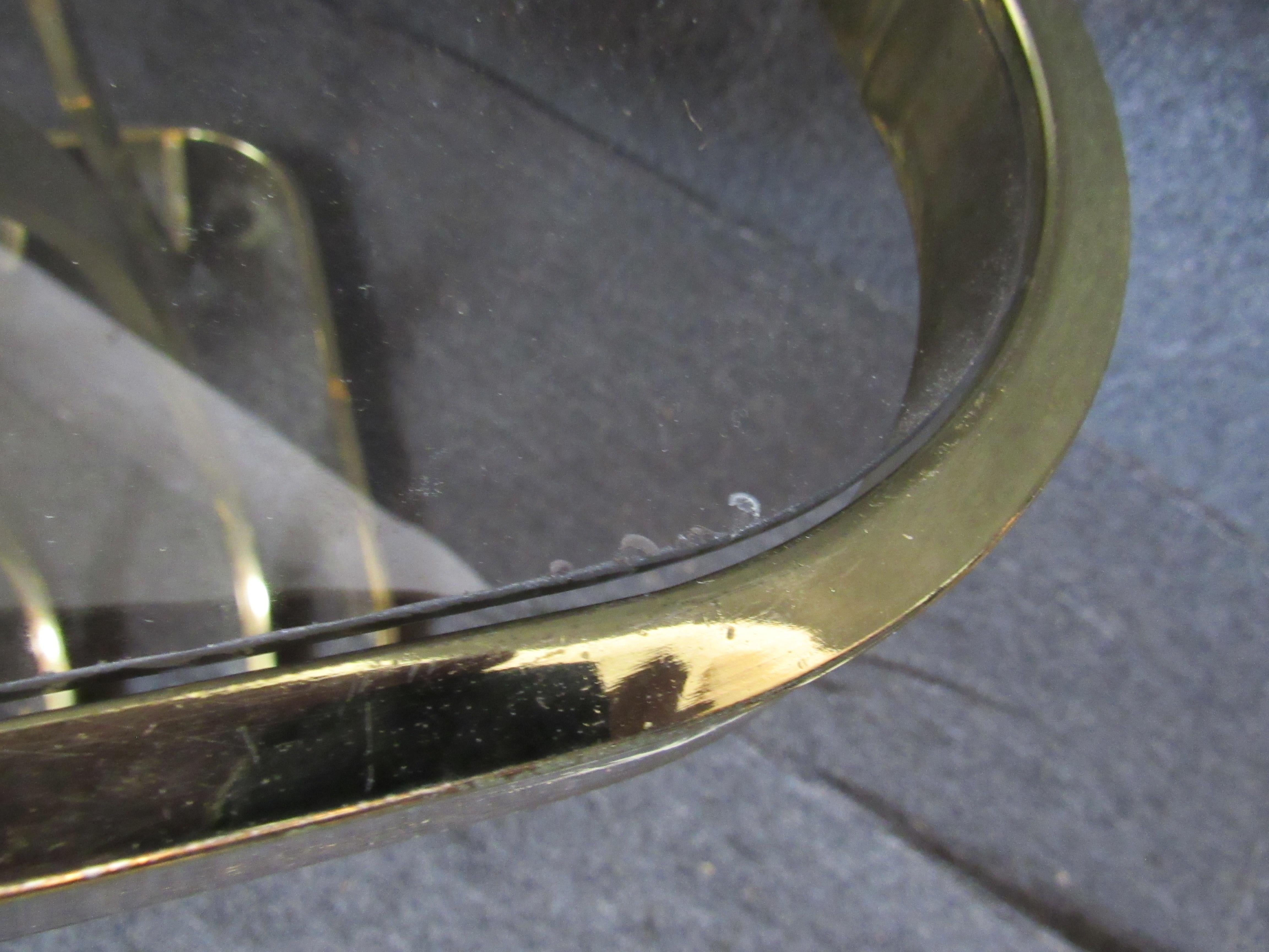 Brass Smoked Glass Side Tables For Sale 1