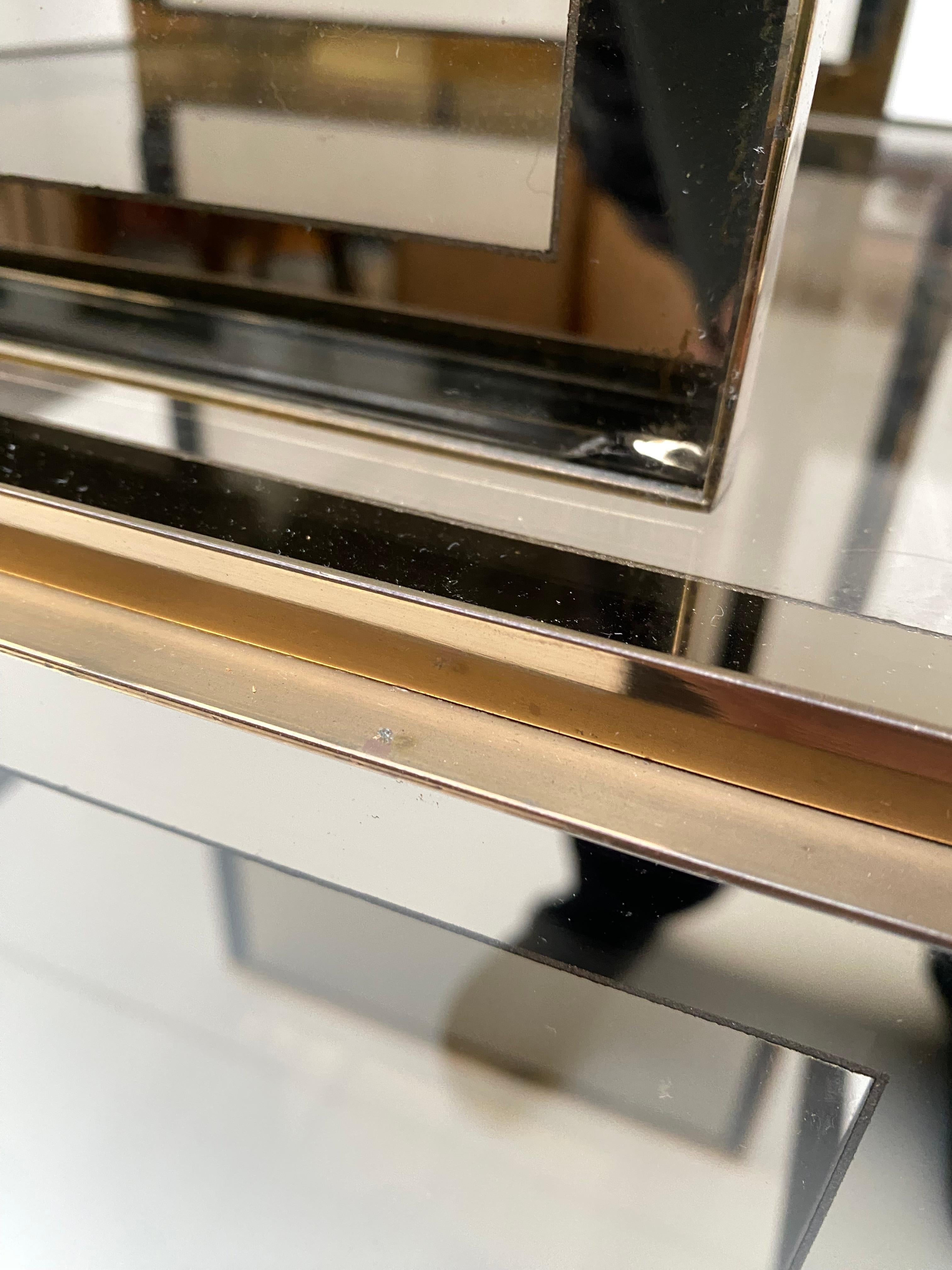 Brass & Smoked/Mirrored Glass Nesting Tables by Renato Zevi, Italy 1970's For Sale 5