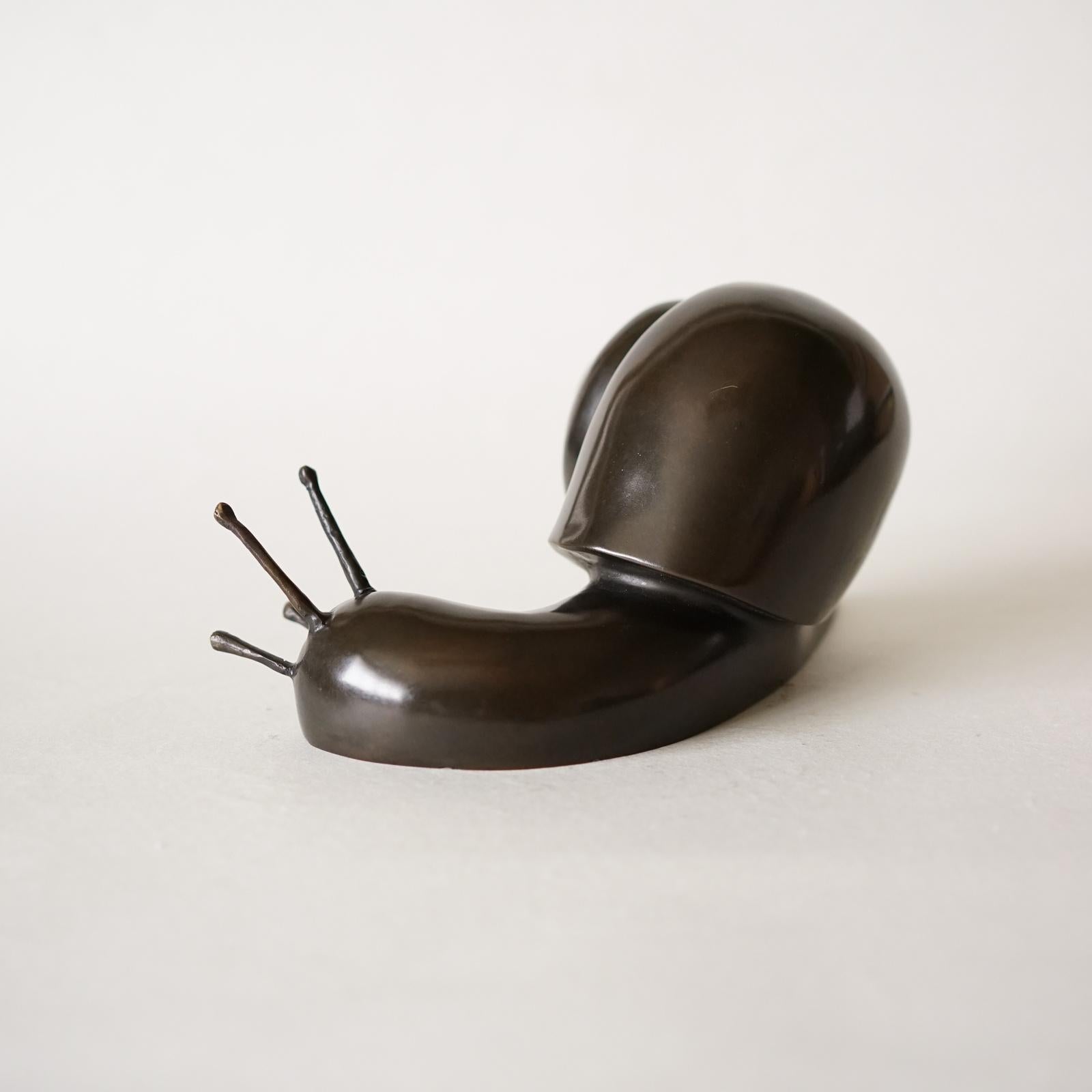 Art Deco Brass Snail Sculpture by Alexander Lamont For Sale