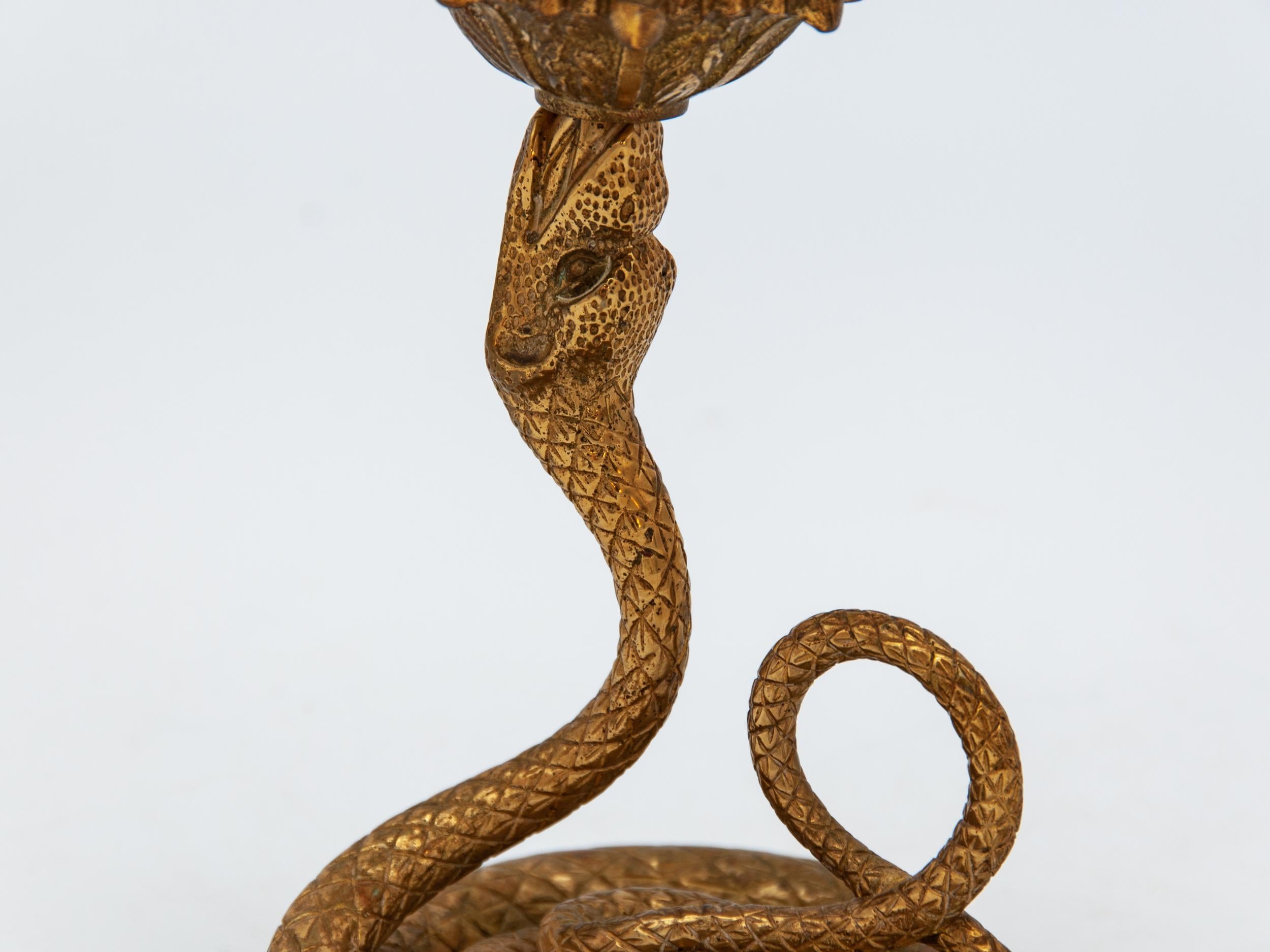 British Brass Snake Candle Holder