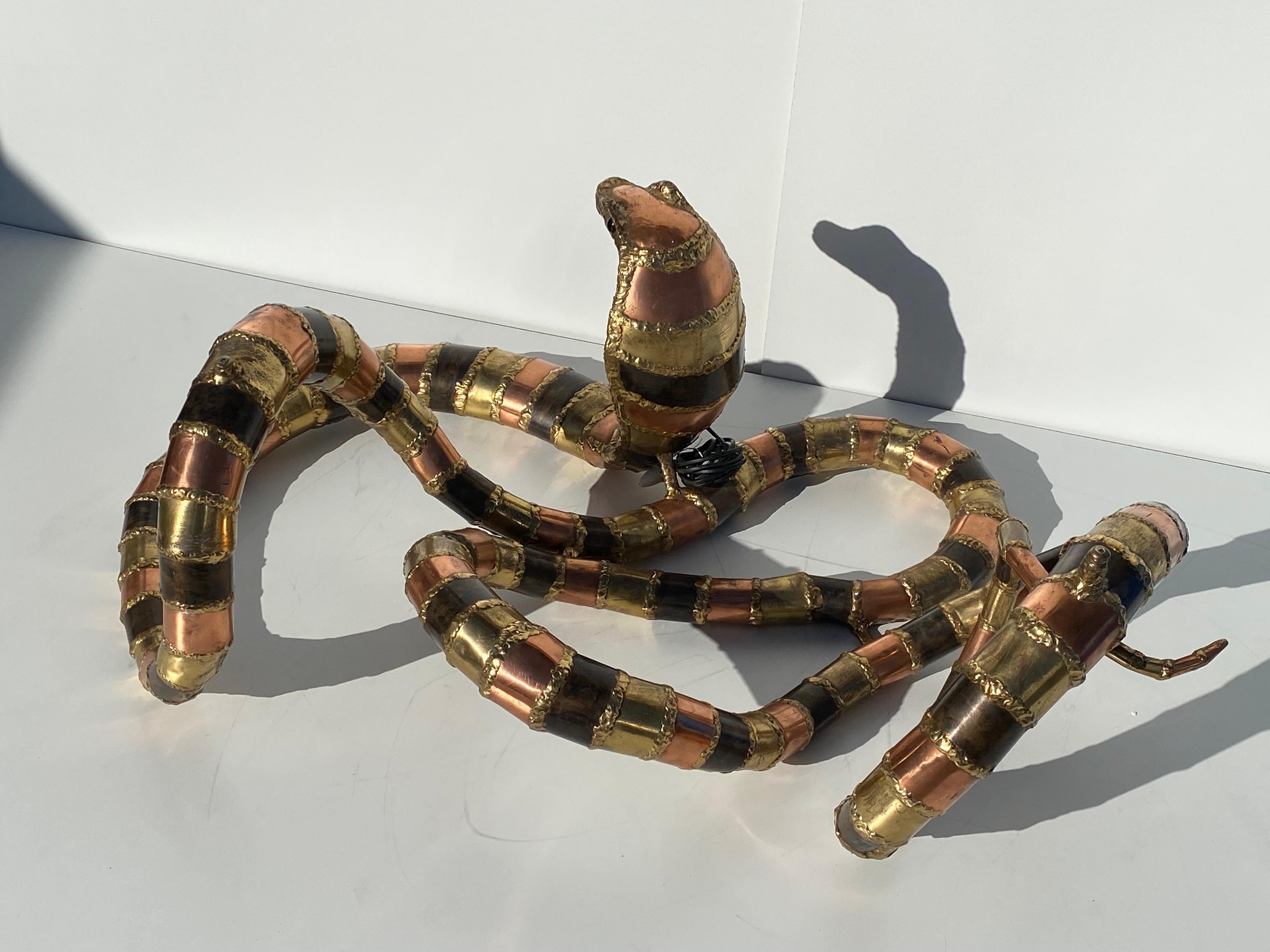 French Brass Snake Coffee Table by Henry Fernandez