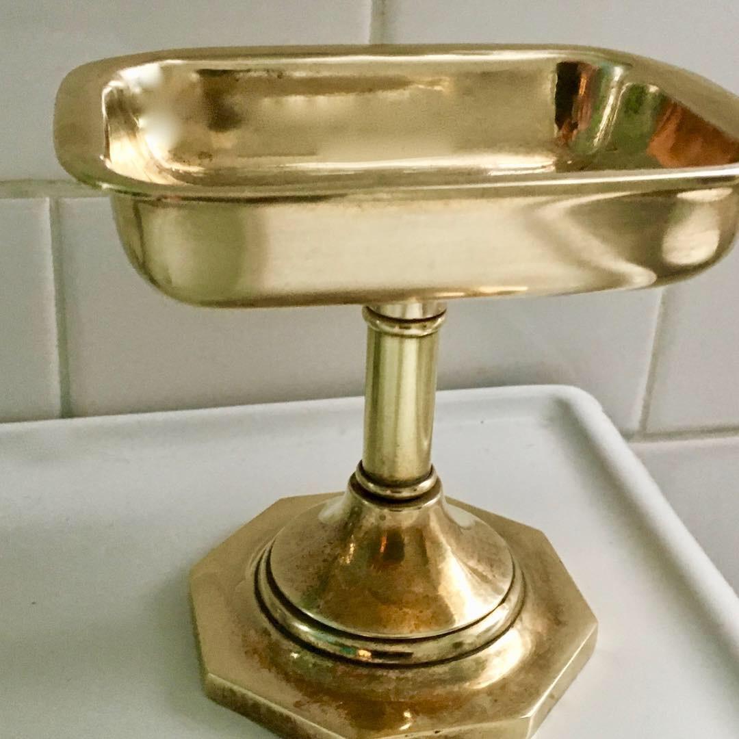 20th Century Brass Soap Dish on Stand