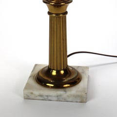 Brass Solar Style Lamp with Scenic Tam O’ Shanter Glass Shade & Marble Base