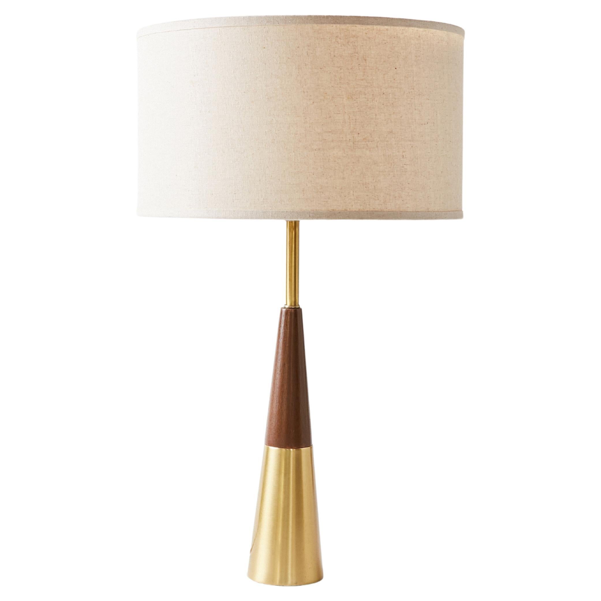 Brass & Solid Walnut Lamp by Tony Paul for Westwood Swedish For Sale