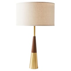 Retro Brass & Solid Walnut Lamp by Tony Paul for Westwood Swedish