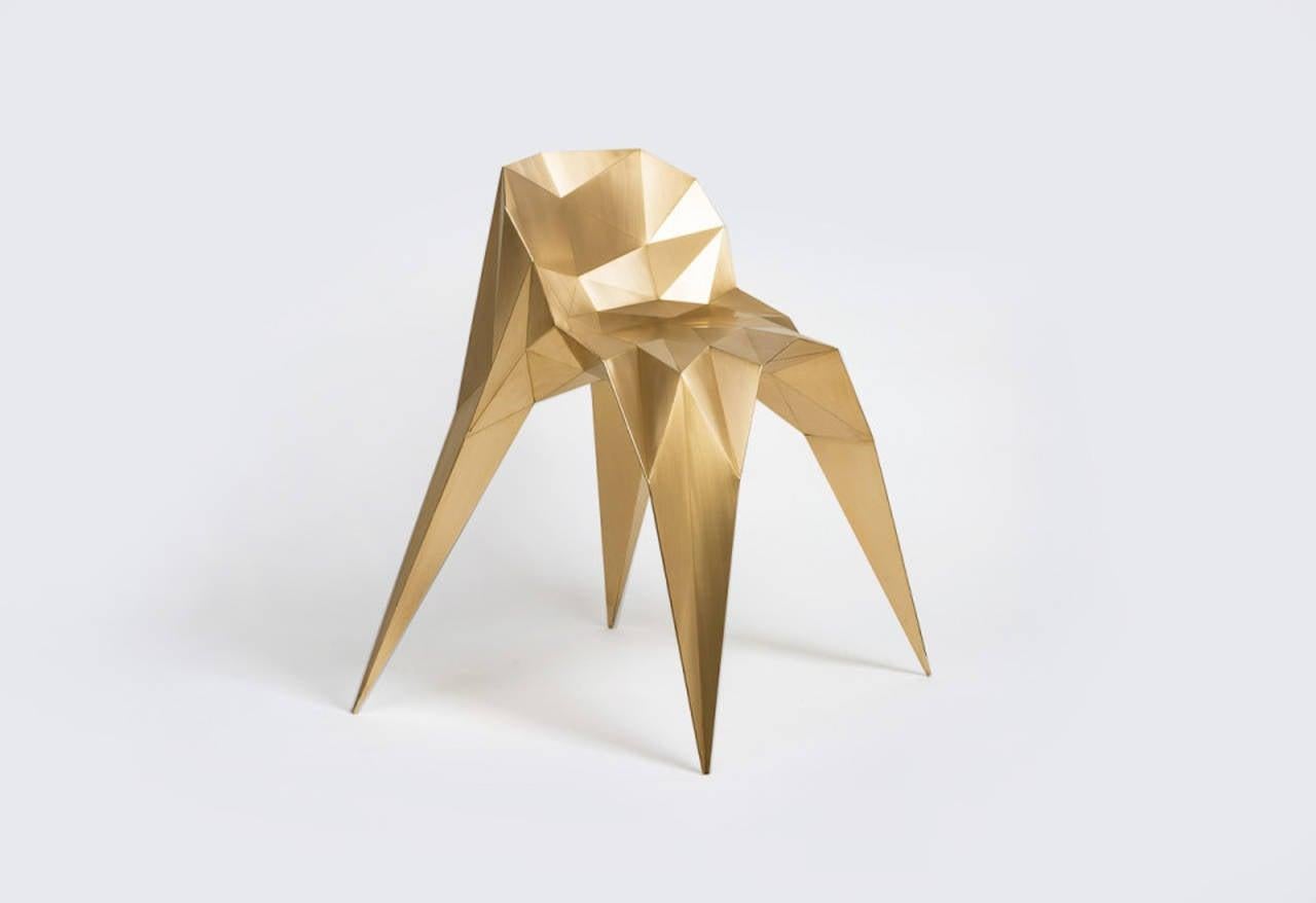 Chairs from the Brass collection are the second series of objects developed with Endless Forms, Zhoujie’s own digitalized fabrication system that generates an ever-changing family of objects. With a role as more of creator rather than designer,