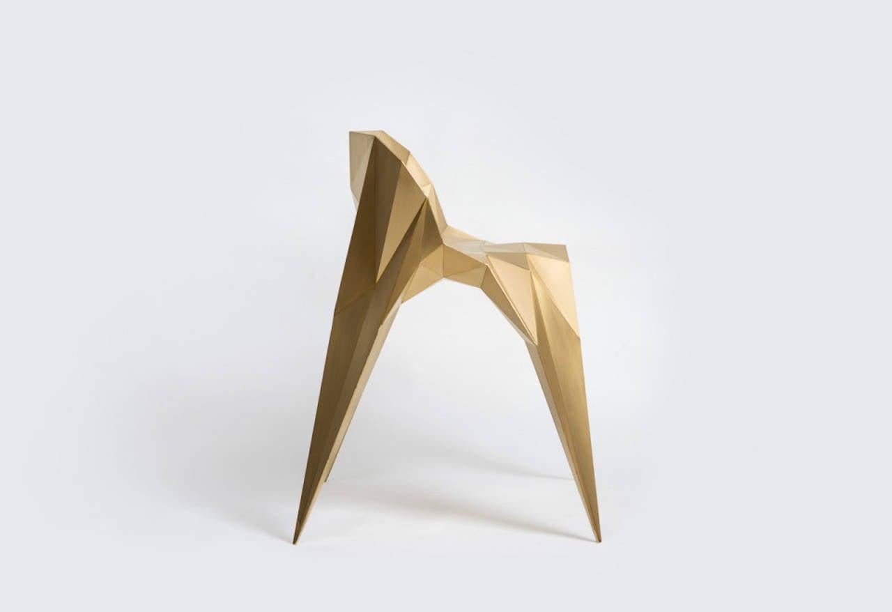 Brushed Brass Spider Chair Unique Dining Chair by Zhoujie Zhang For Sale