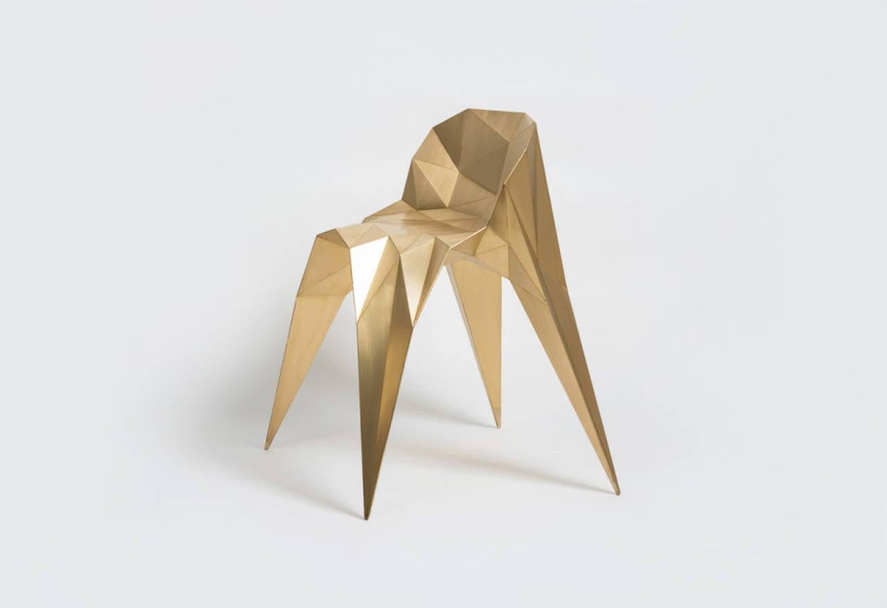 Brass Spider Chair Unique Dining Chair by Zhoujie Zhang For Sale 1