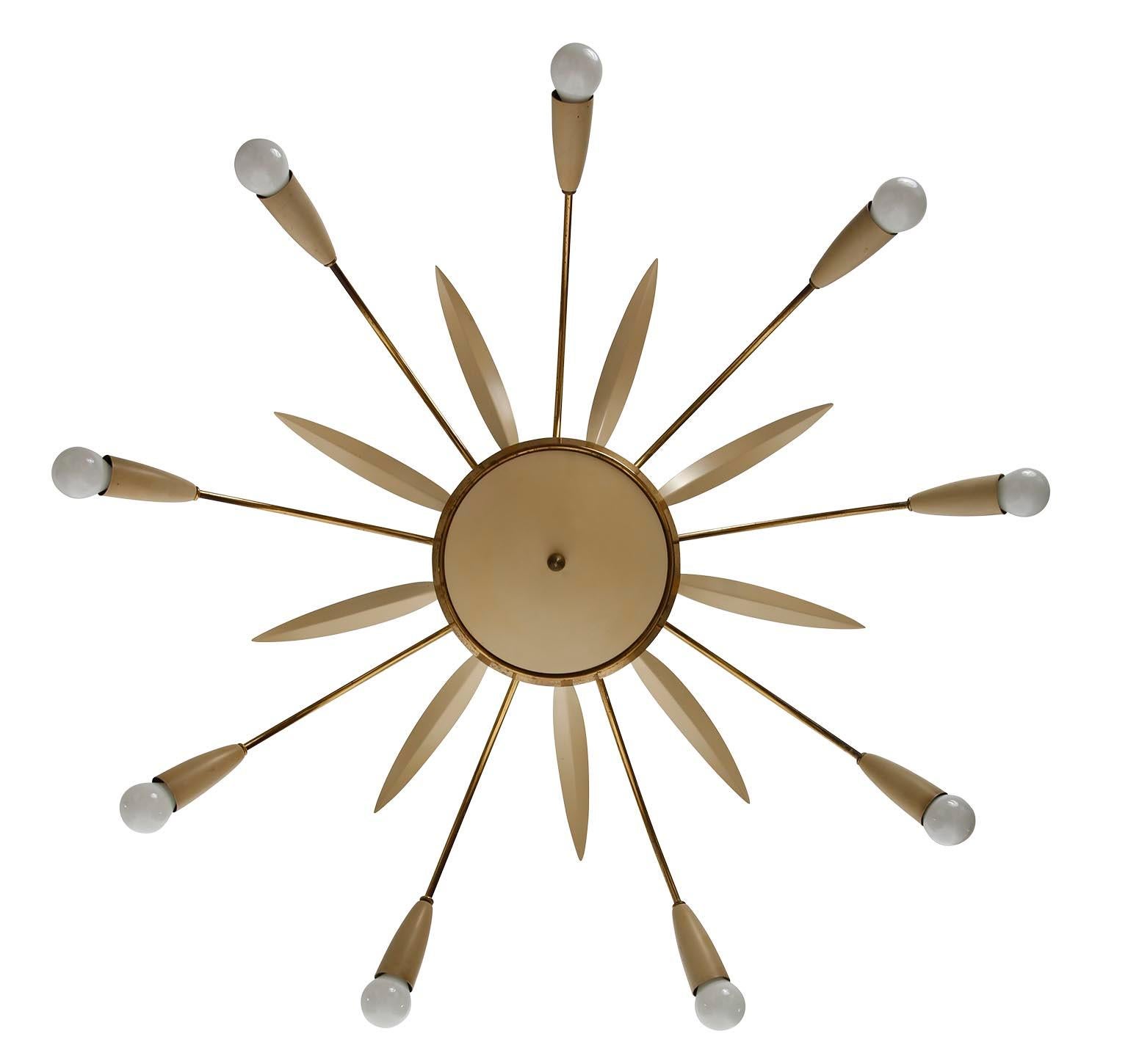 Mid-Century Modern Brass Spider Light Fixture, Italy, 1960