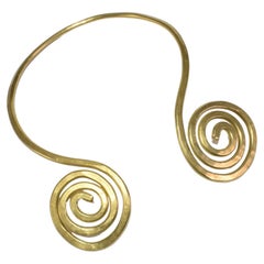 Vintage Brass Spiral Collar Necklace