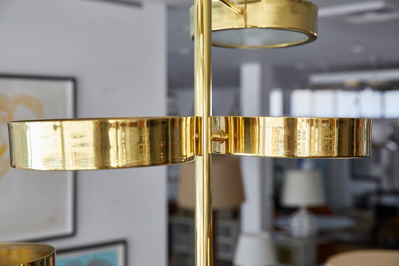 Brass Spiral Disc Light in the Style of Stilnovo In Excellent Condition In Beverly Hills, CA