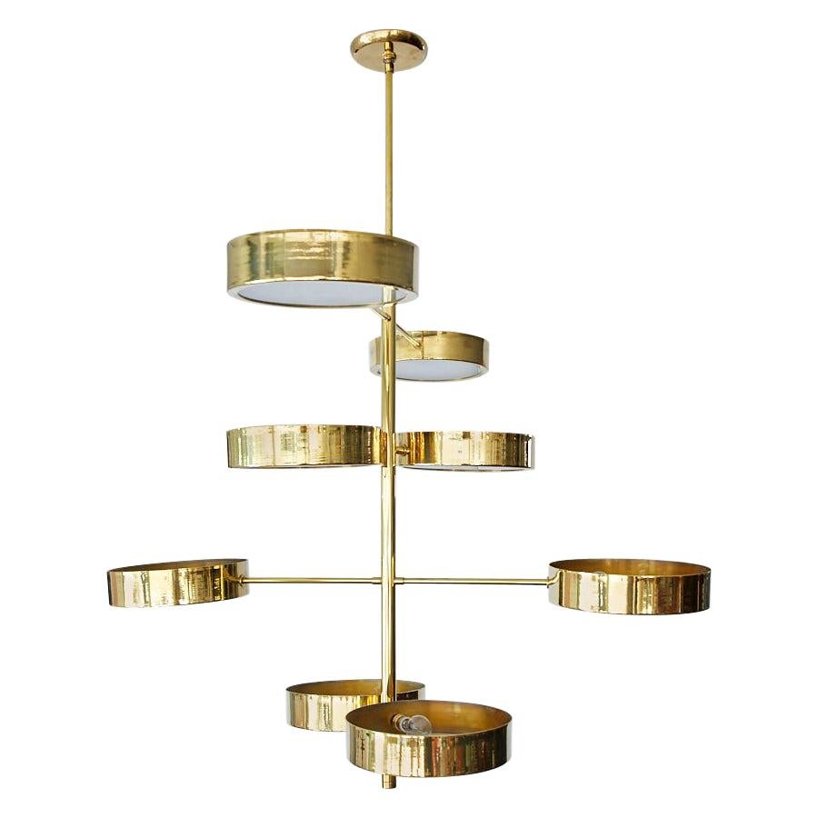 Brass Spiral Disc Light in the Style of Stilnovo