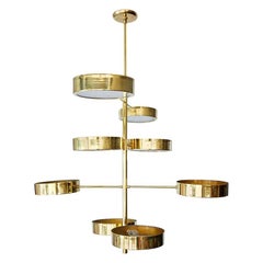 Brass Spiral Disc Light in the Style of Stilnovo