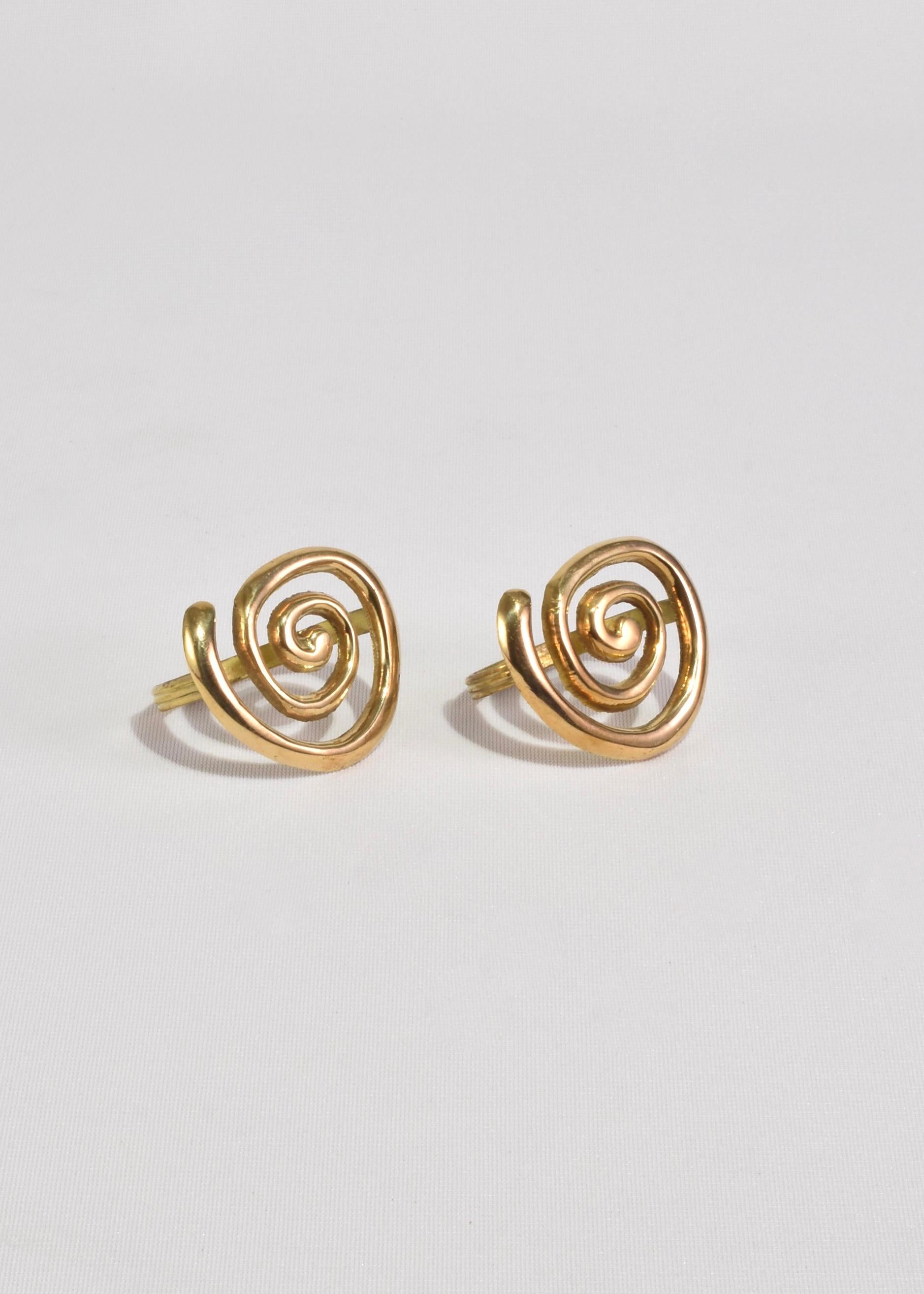 Vintage Messing Spirale Serviettenringe, Satz von vier.