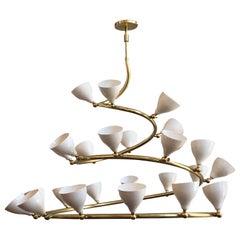 Brass Spiral Chandelier by Le Lampade