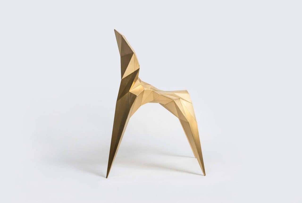 Brass Split Chair Unique Dining Chair by Zhoujie Zhang For Sale 1