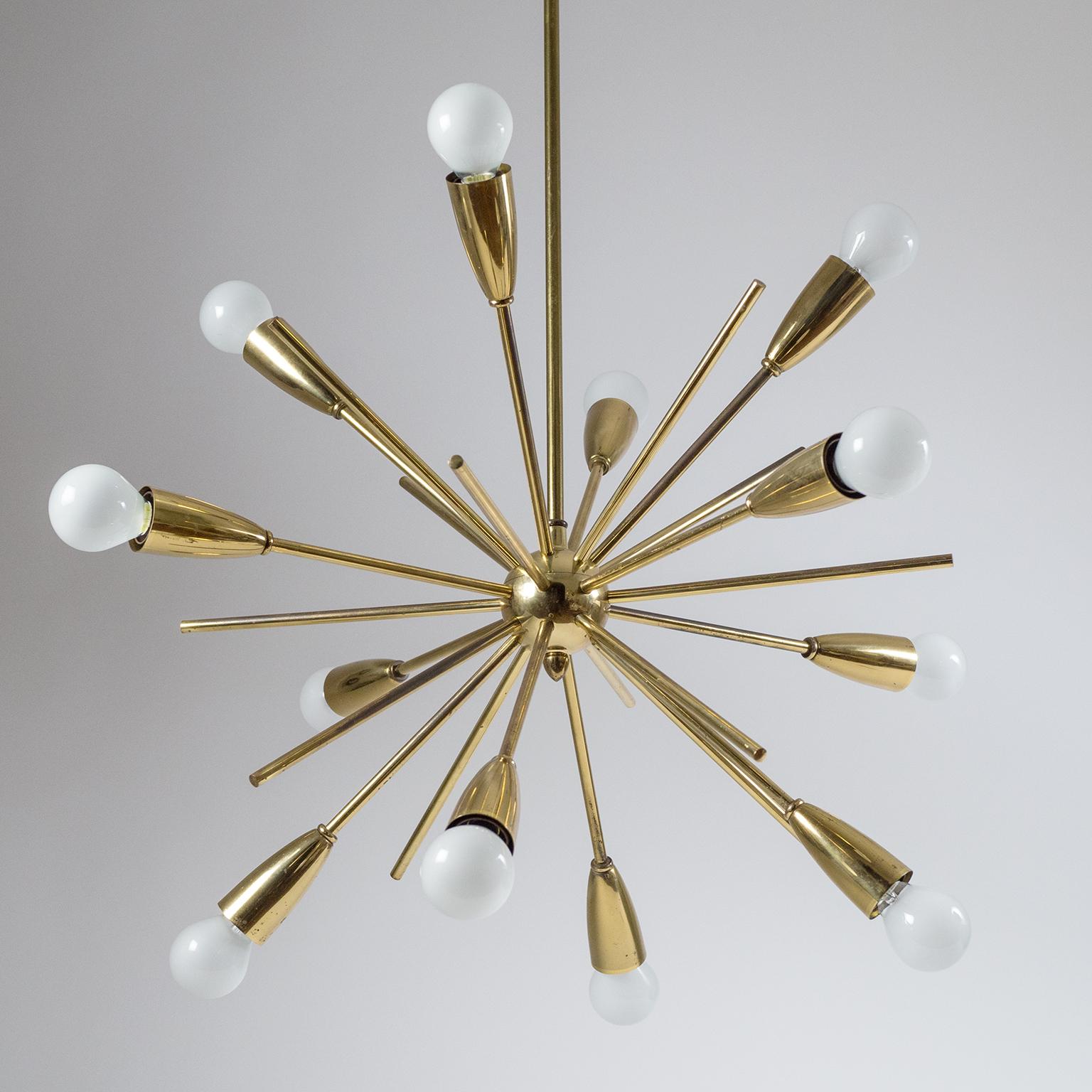 Mid-Century Modern Brass Sputnik Chandelier, 1950s