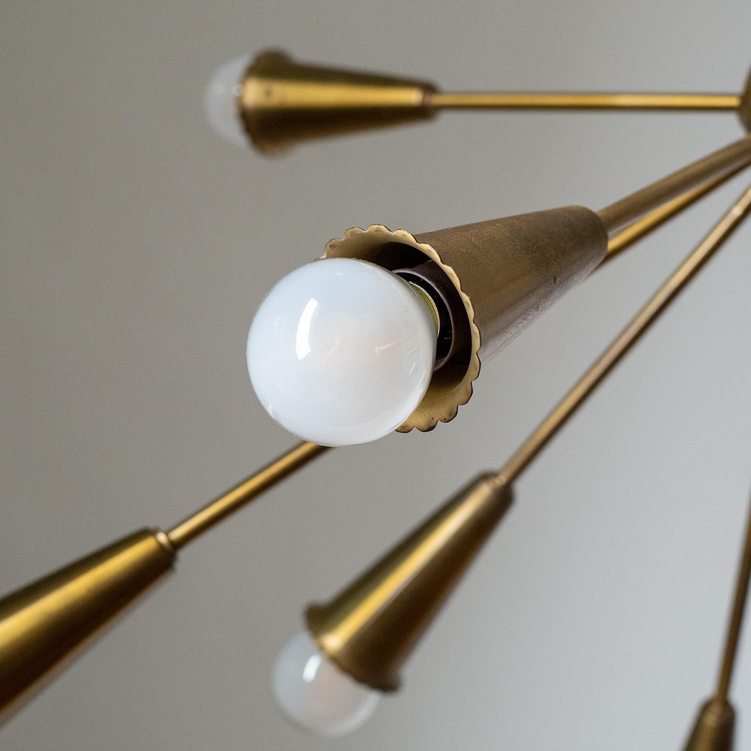 Mid-Century Modern Brass Sputnik Chandelier, circa 1960