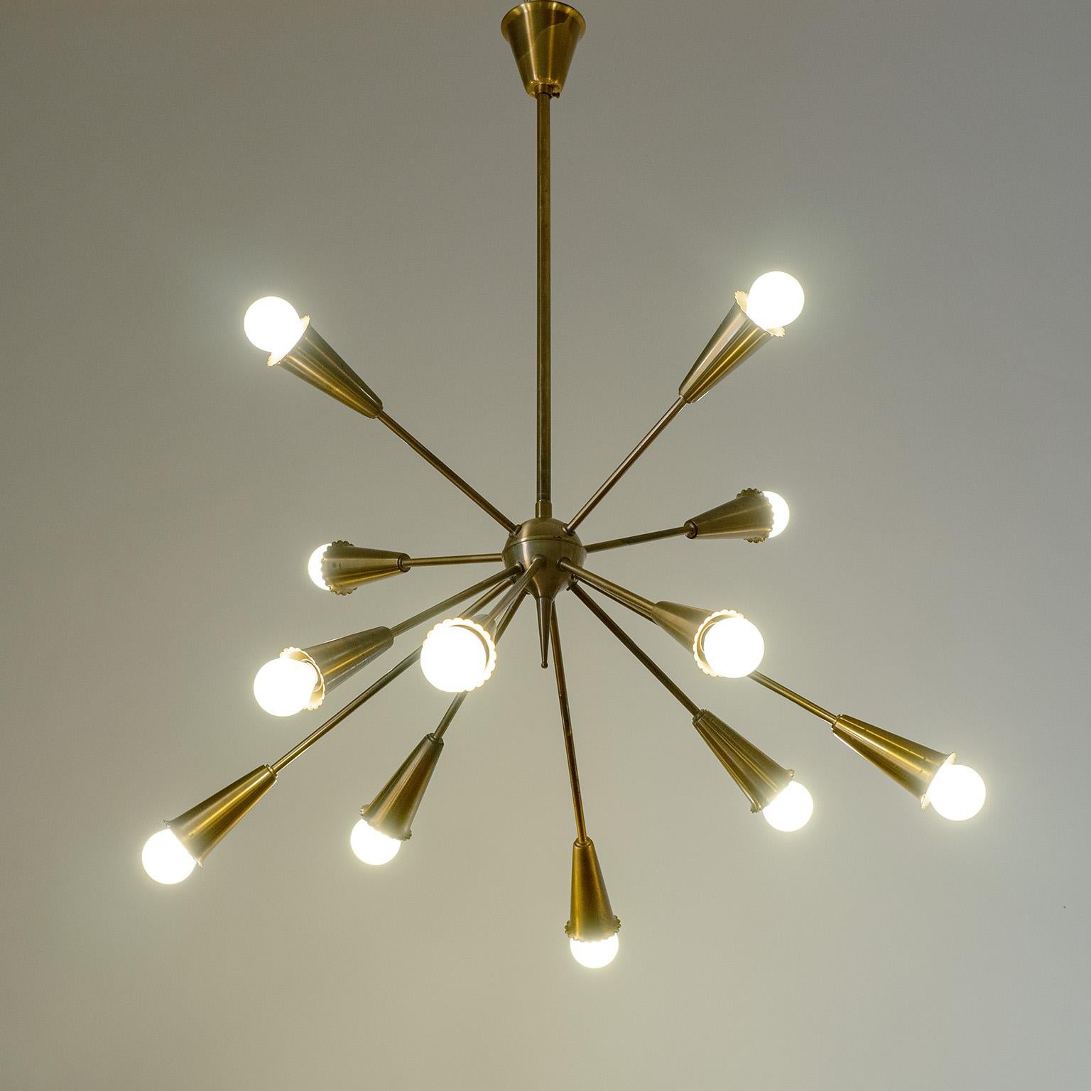 Brass Sputnik Chandelier, circa 1960 2