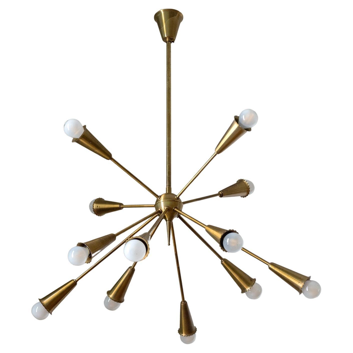 Brass Sputnik Chandelier, circa 1960