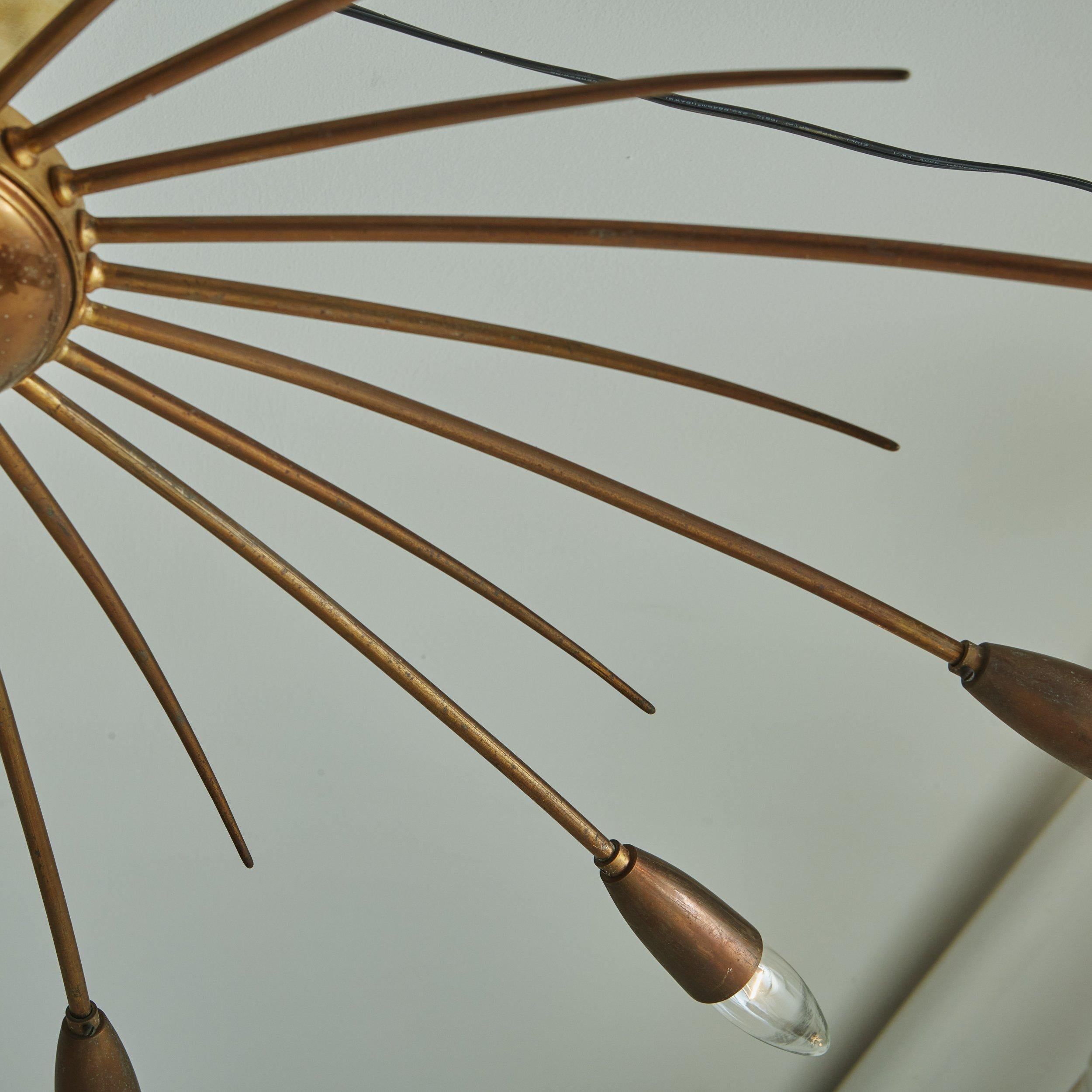 Mid-20th Century Brass Sputnik Chandelier in the Style of Stilnovo, Italy 1960s