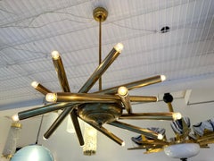 Brass Sputnik Fireworks Chandelier, Italy, 1950s