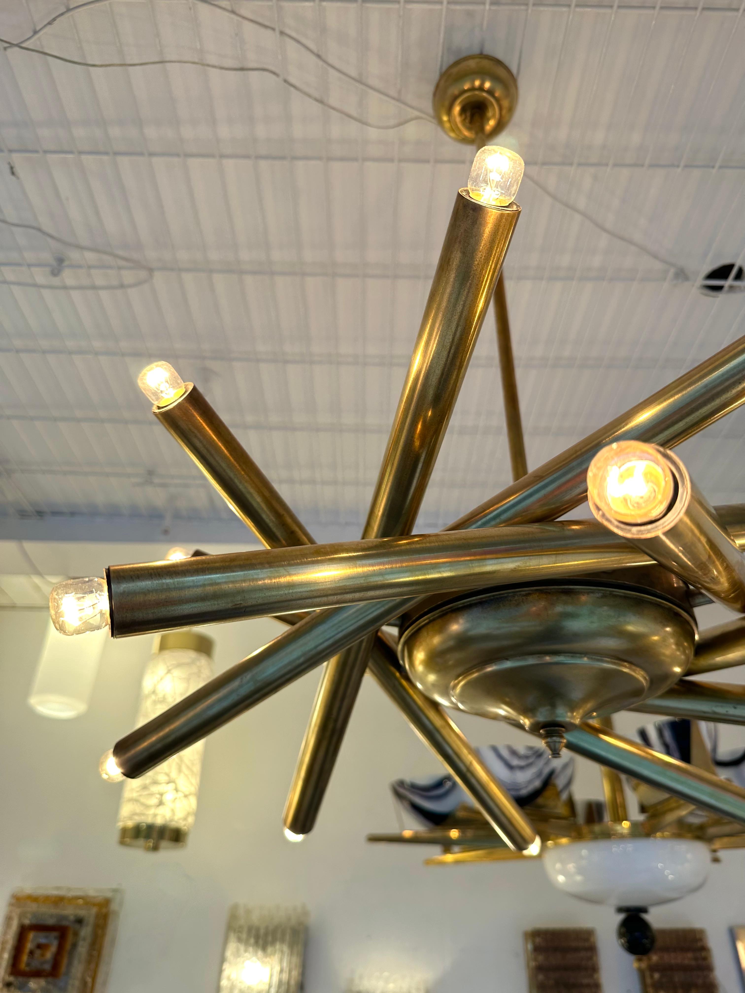 Italian Brass Sputnik Fireworks Chandelier, Italy, 1950s