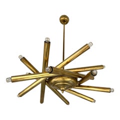 Lustre à feux d'artifice Sputnik en laiton, Italie, années 1950