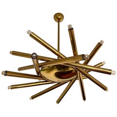 Brass Sputnik Fireworks Chandelier, Italy, 1960s