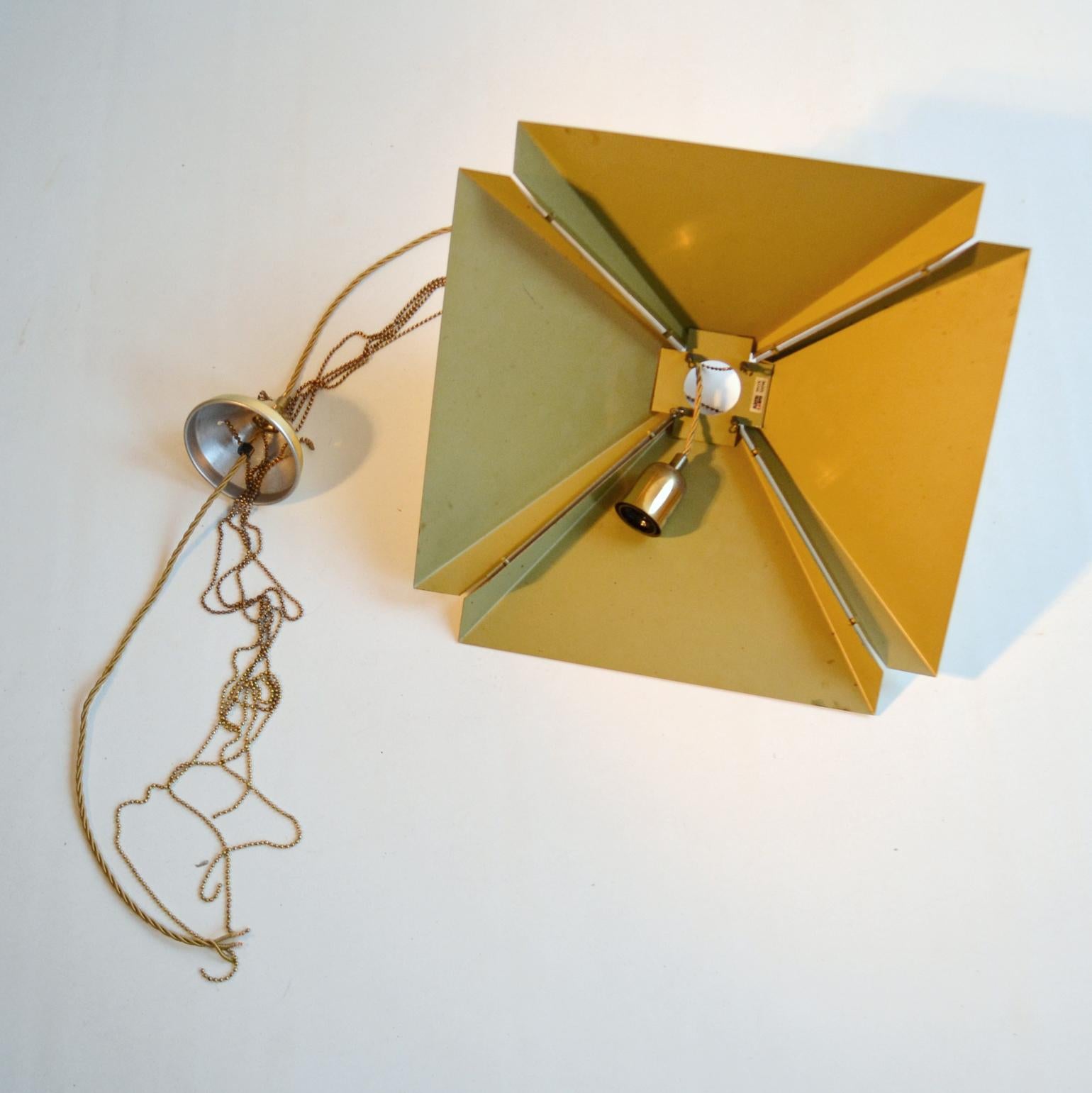 Brass Square Adjustable Pendant Dijkstra 1970's For Sale 4