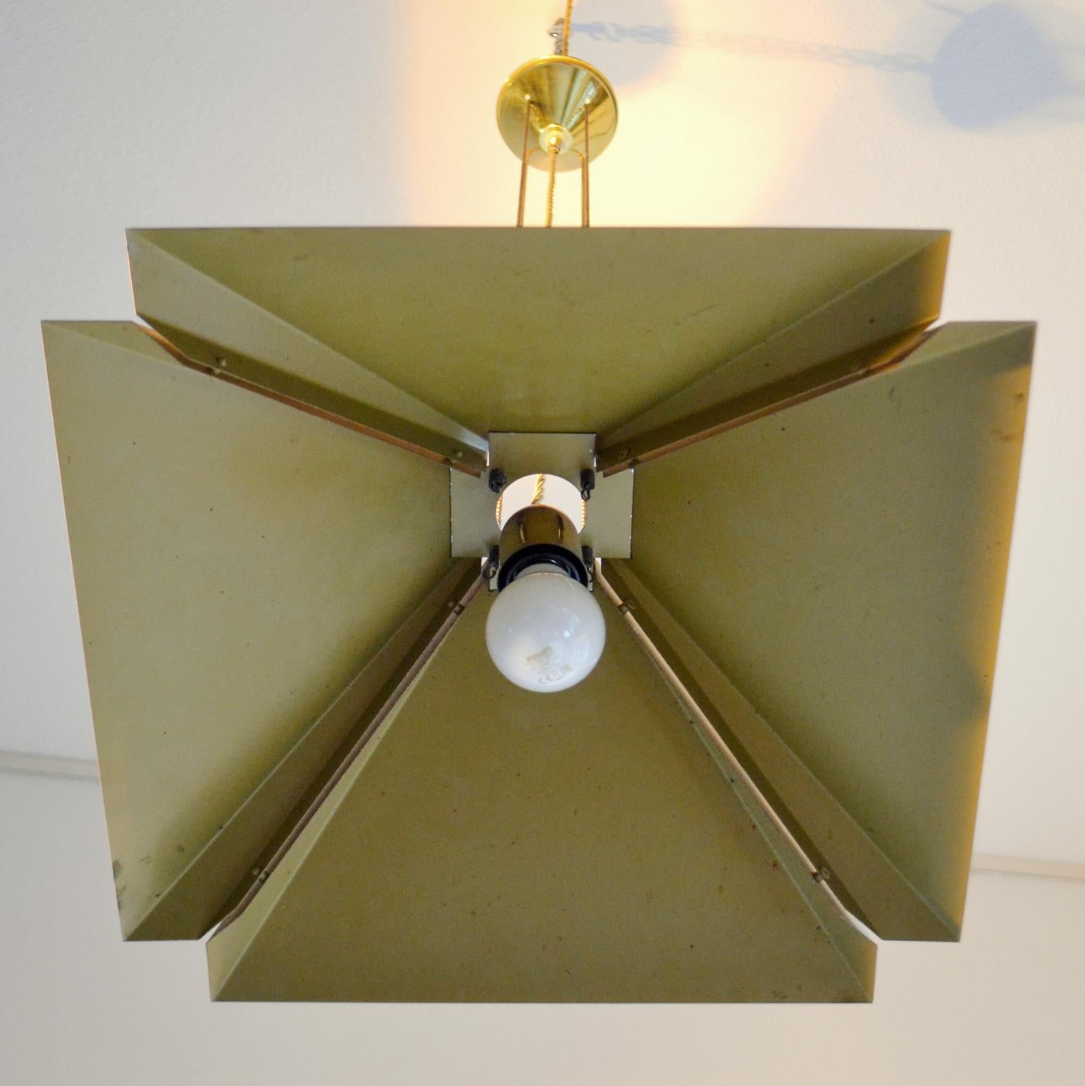 Lampe à suspension réglable carrée en laiton Dijkstra, années 1970 en vente 4