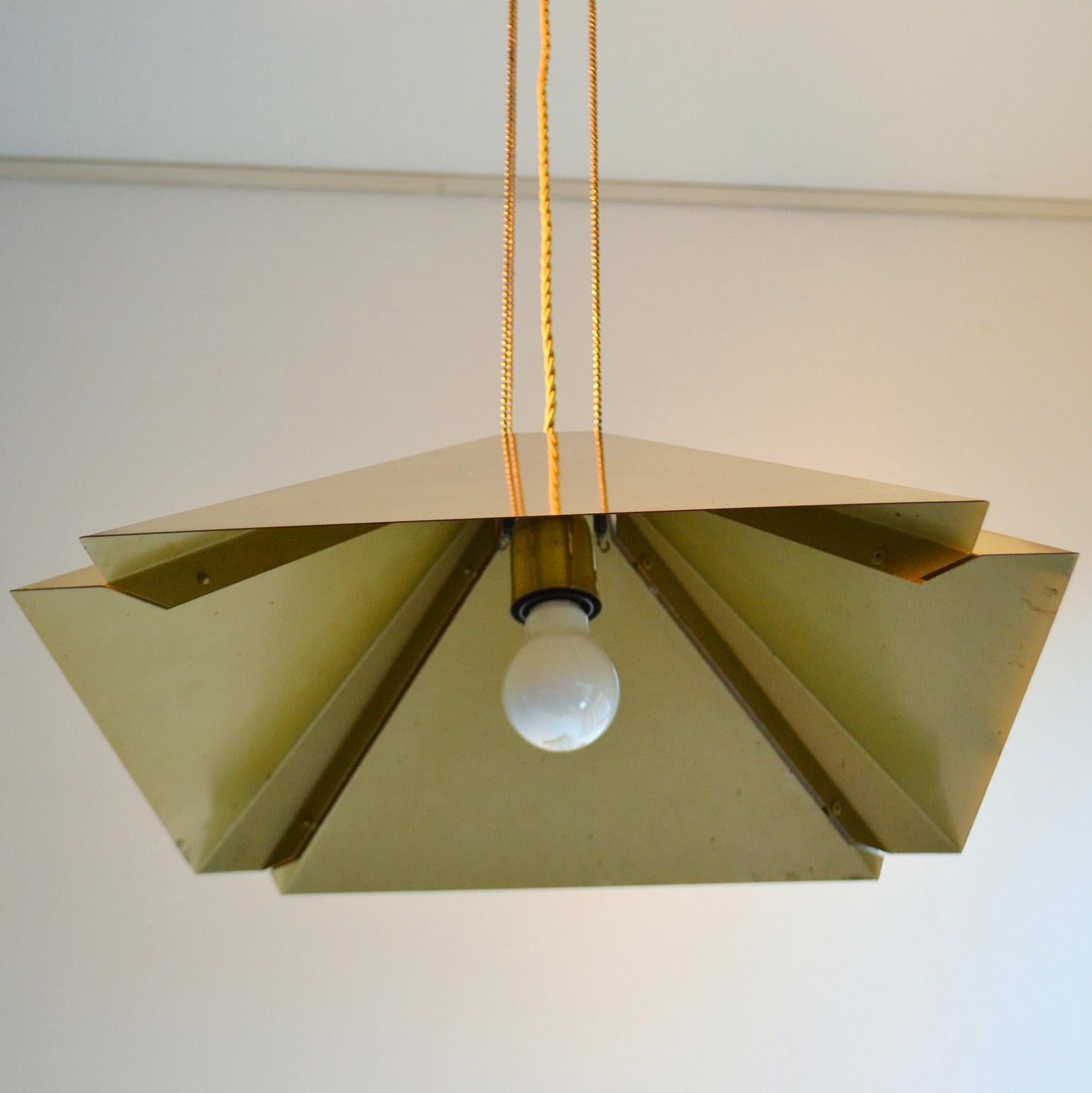 Late 20th Century Brass Square Adjustable Pendant Dijkstra 1970's For Sale