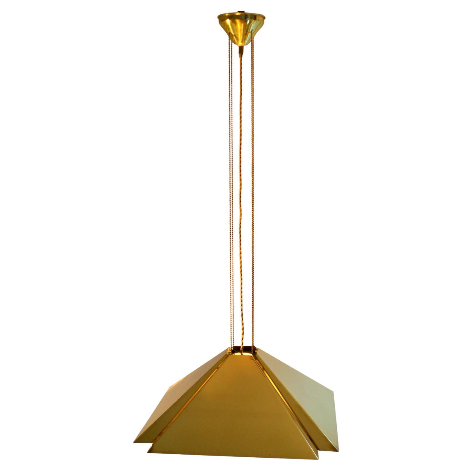 Lampe à suspension réglable carrée en laiton Dijkstra, années 1970 en vente