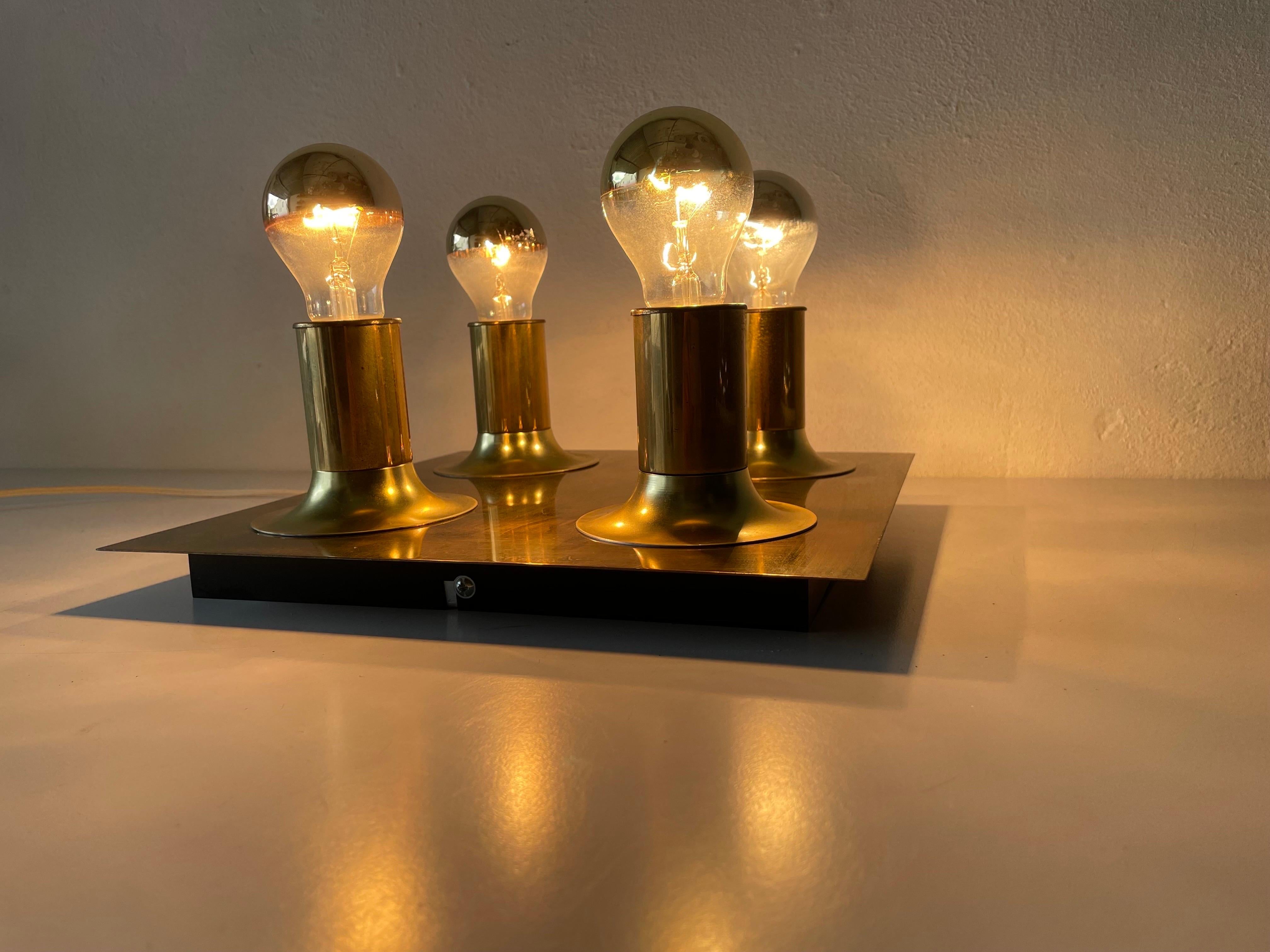 Lampada da soffitto a 4 teste con design quadrato in ottone di Cosack, anni '70, Germania in vendita 8