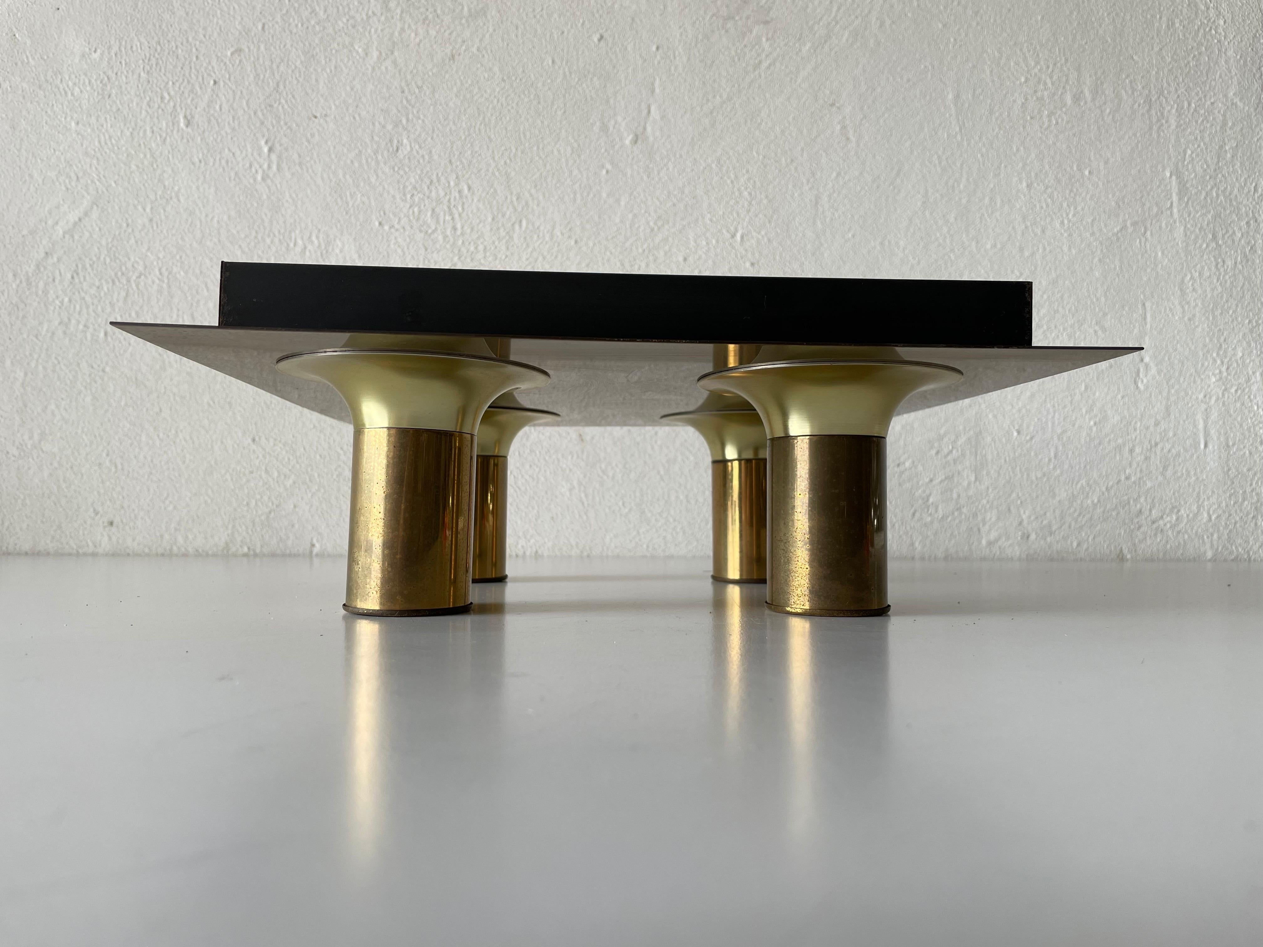 Brass Square Design 4 Head Ceiling Lamp by Cosack, 1970s, Germany For Sale 13