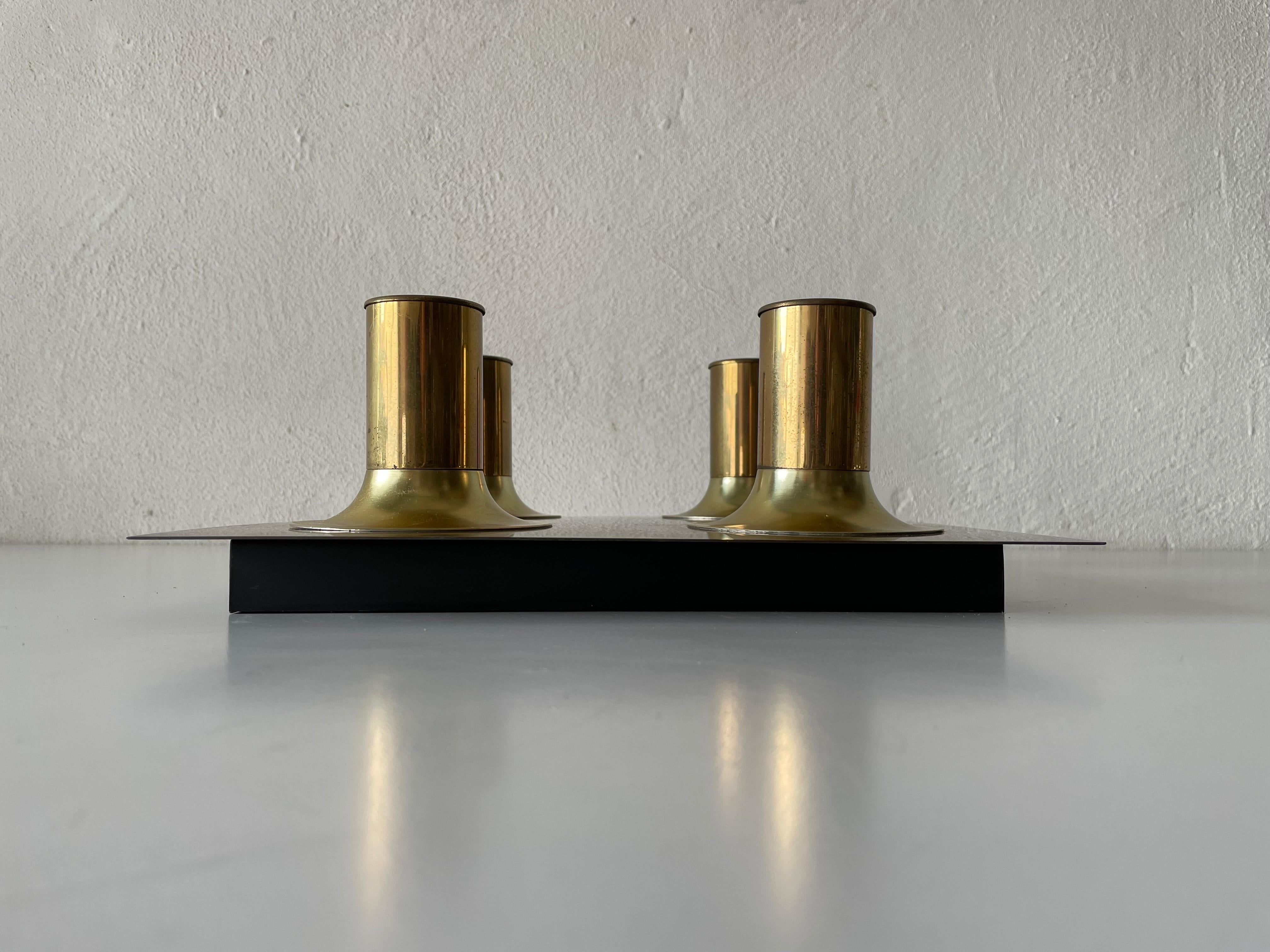 Space Age Lampada da soffitto a 4 teste con design quadrato in ottone di Cosack, anni '70, Germania in vendita