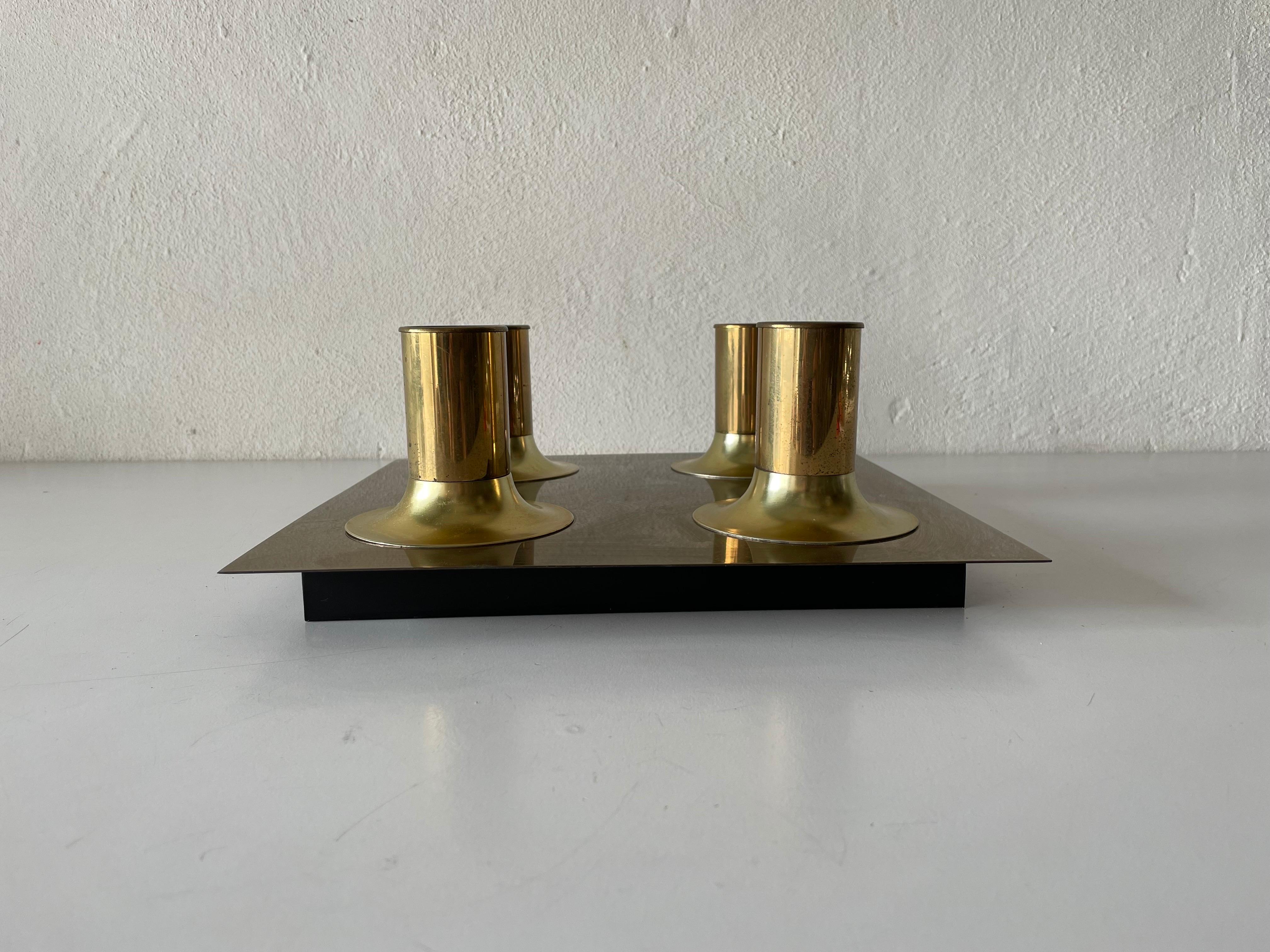 Tedesco Lampada da soffitto a 4 teste con design quadrato in ottone di Cosack, anni '70, Germania in vendita