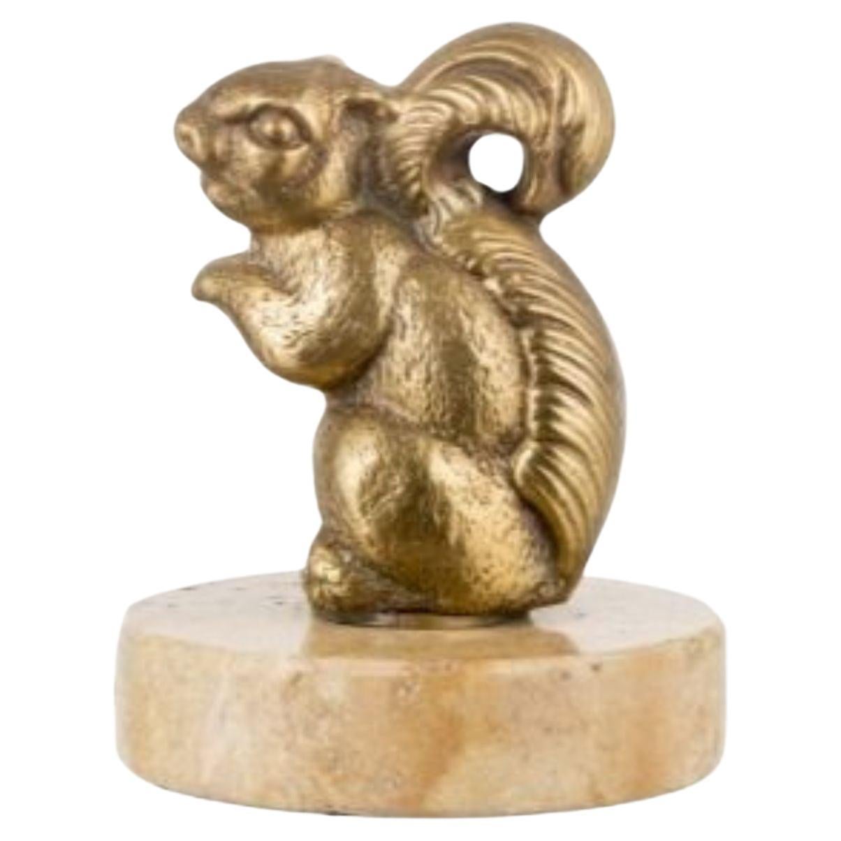 Aurora brass squirrel with marble base For Sale