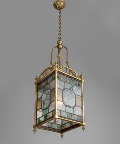 Brass and Stained Glass Lantern