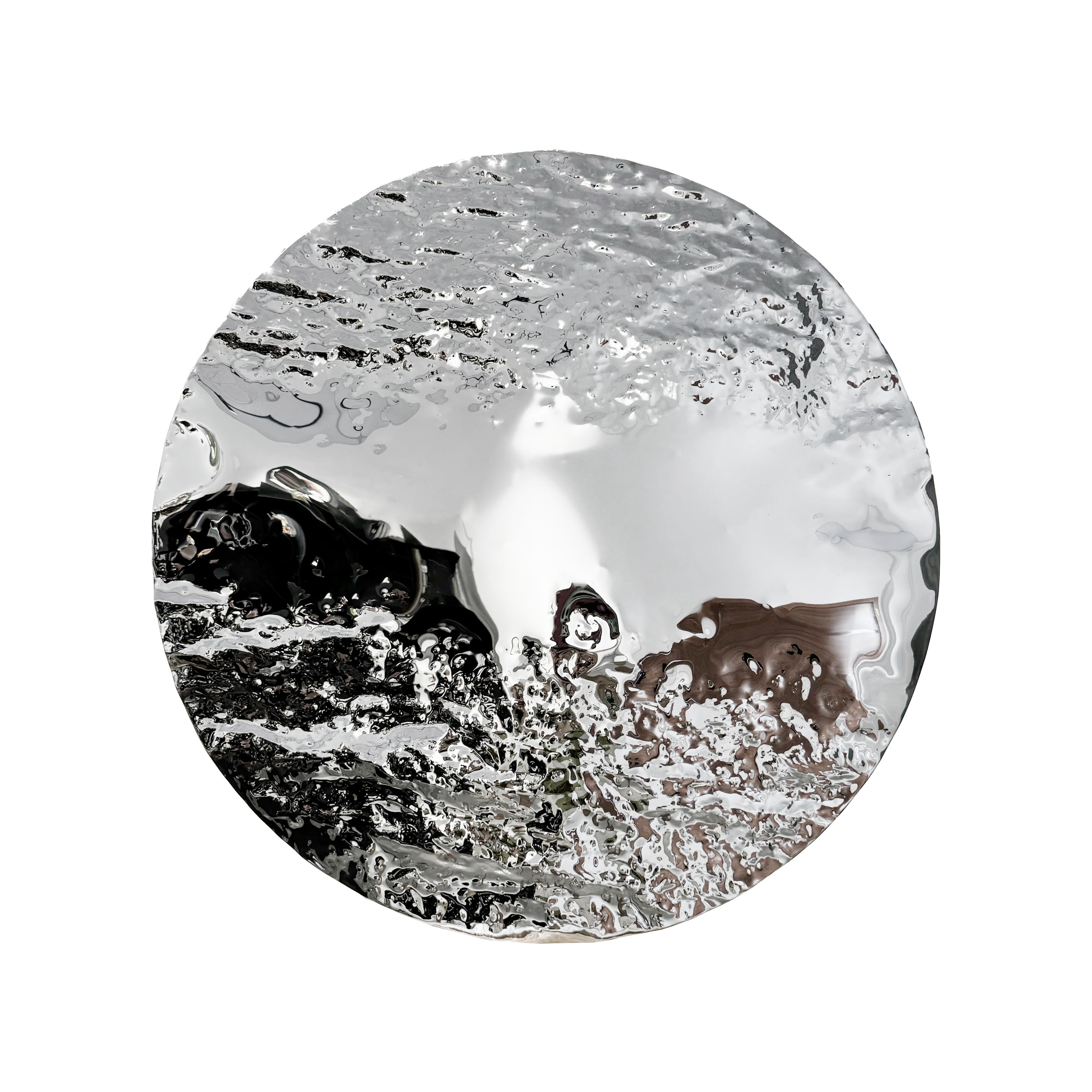 XXI secolo e contemporaneo Specchio in ottone, acciaio inossidabile e lana X-Miroir di Studio A in vendita