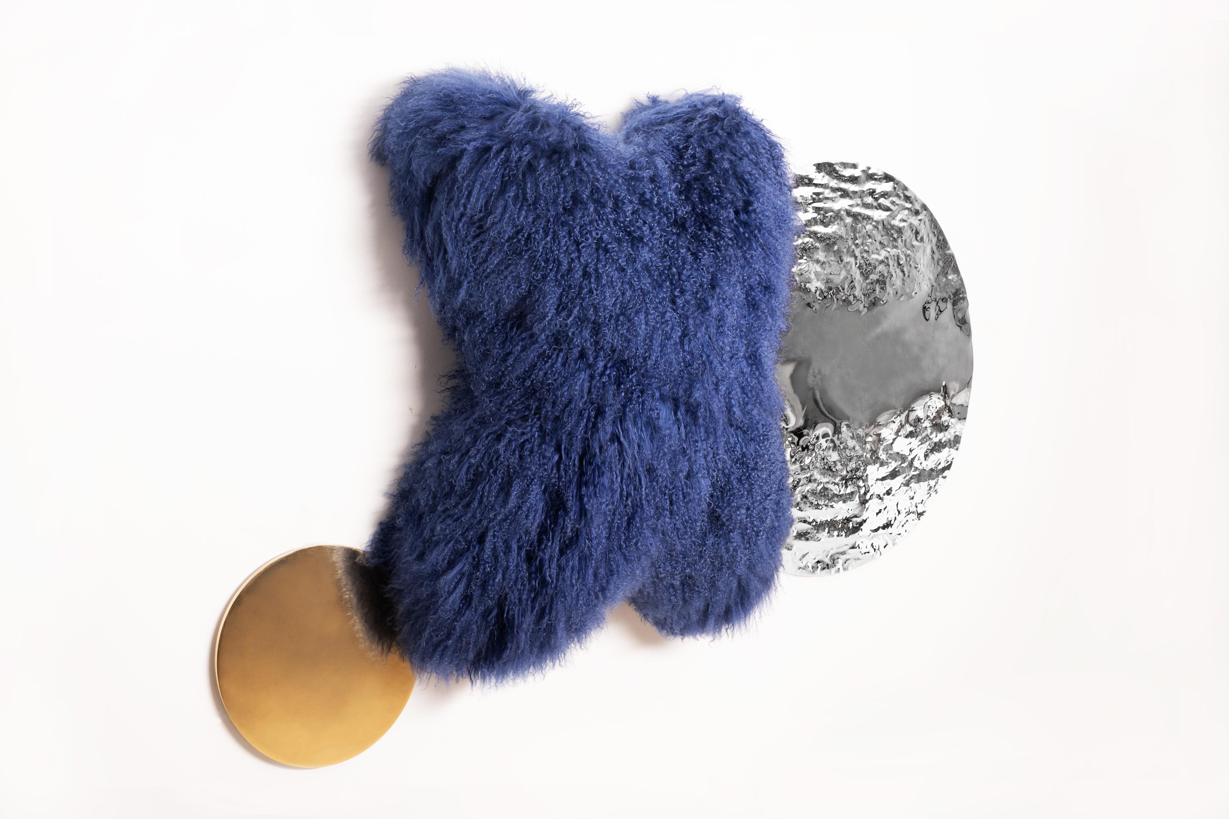 Ottone Specchio in ottone, acciaio inossidabile e lana X-Miroir di Studio A in vendita