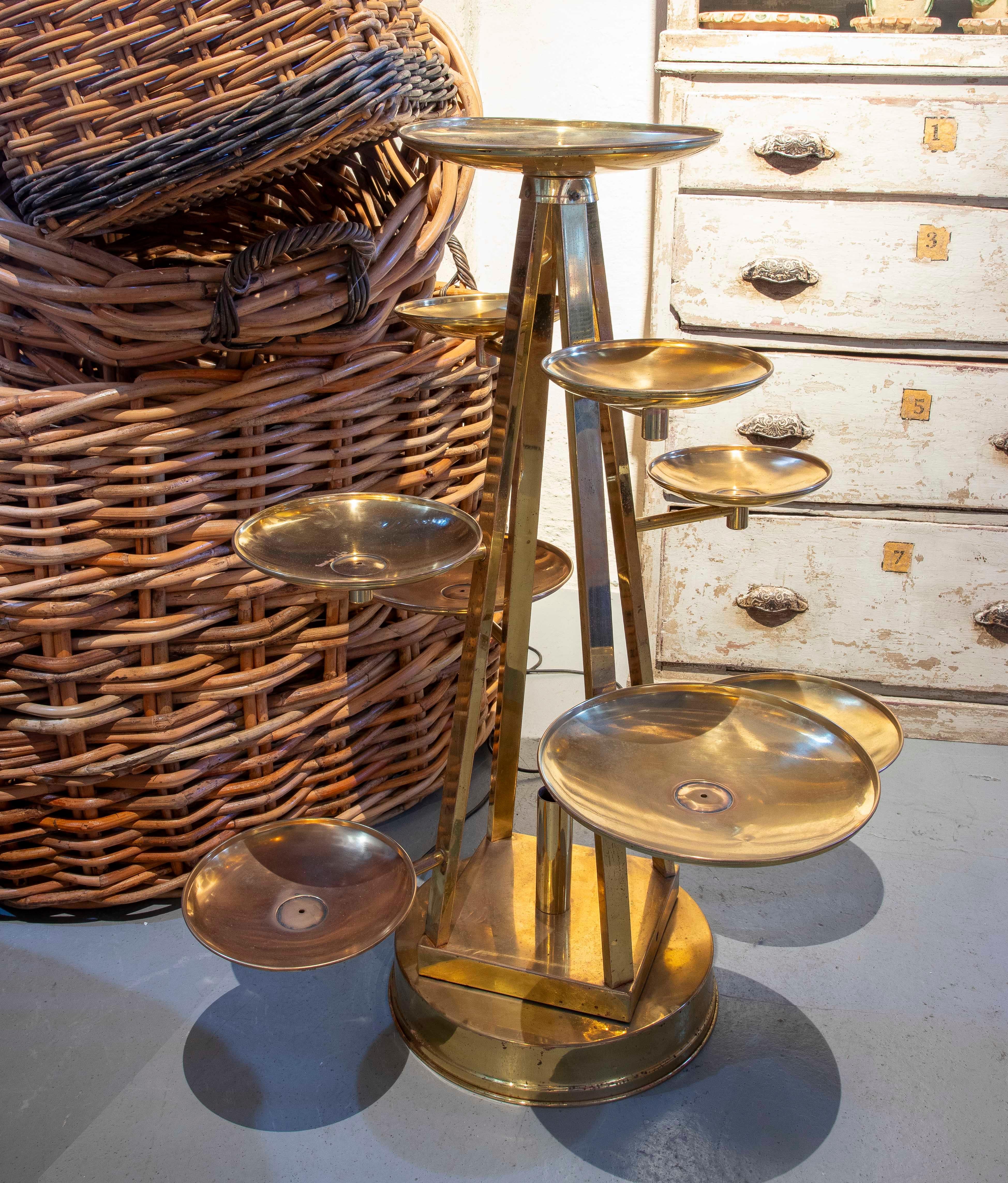 French Brass Stand with Various Arms with Plates at Different Heights for Cakes For Sale